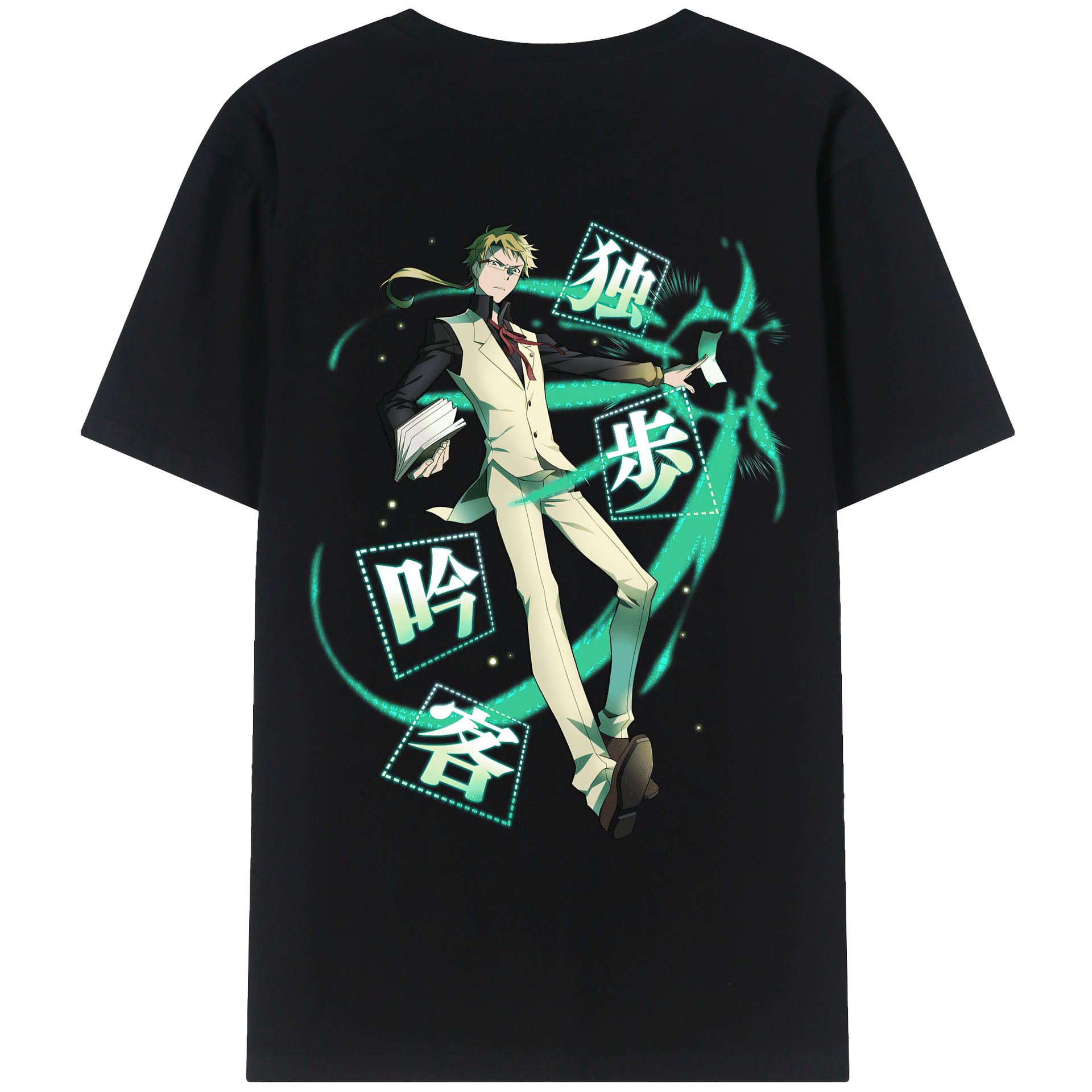 （画像用） 文豪ストレイドッグス Bungo Stray Dogs 綿100％ メンズ半袖Tシャツ（バックプリント） 通気性