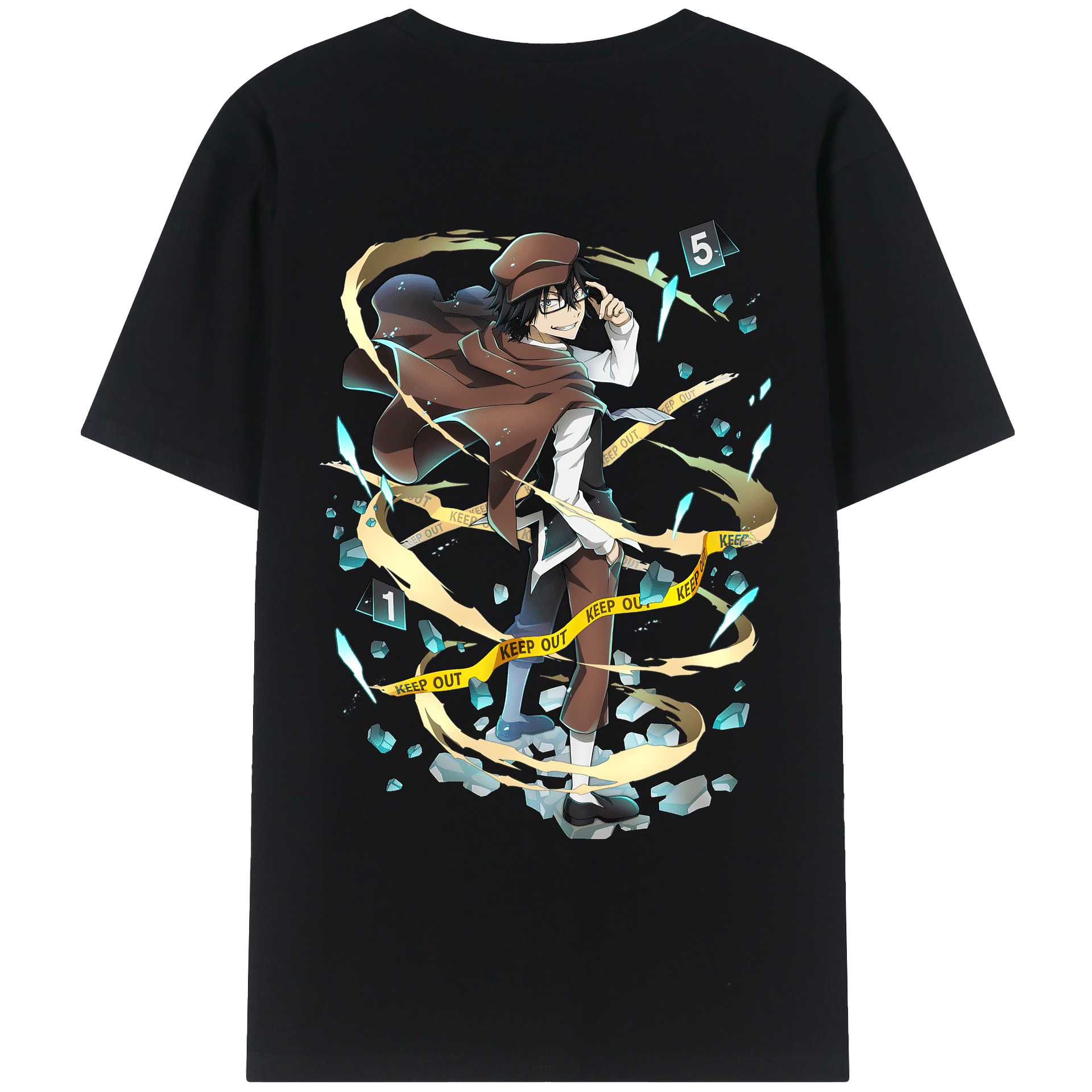 （画像用） 文豪ストレイドッグス Bungo Stray Dogs 綿100％ メンズ半袖Tシャツ（バックプリント） 通気性