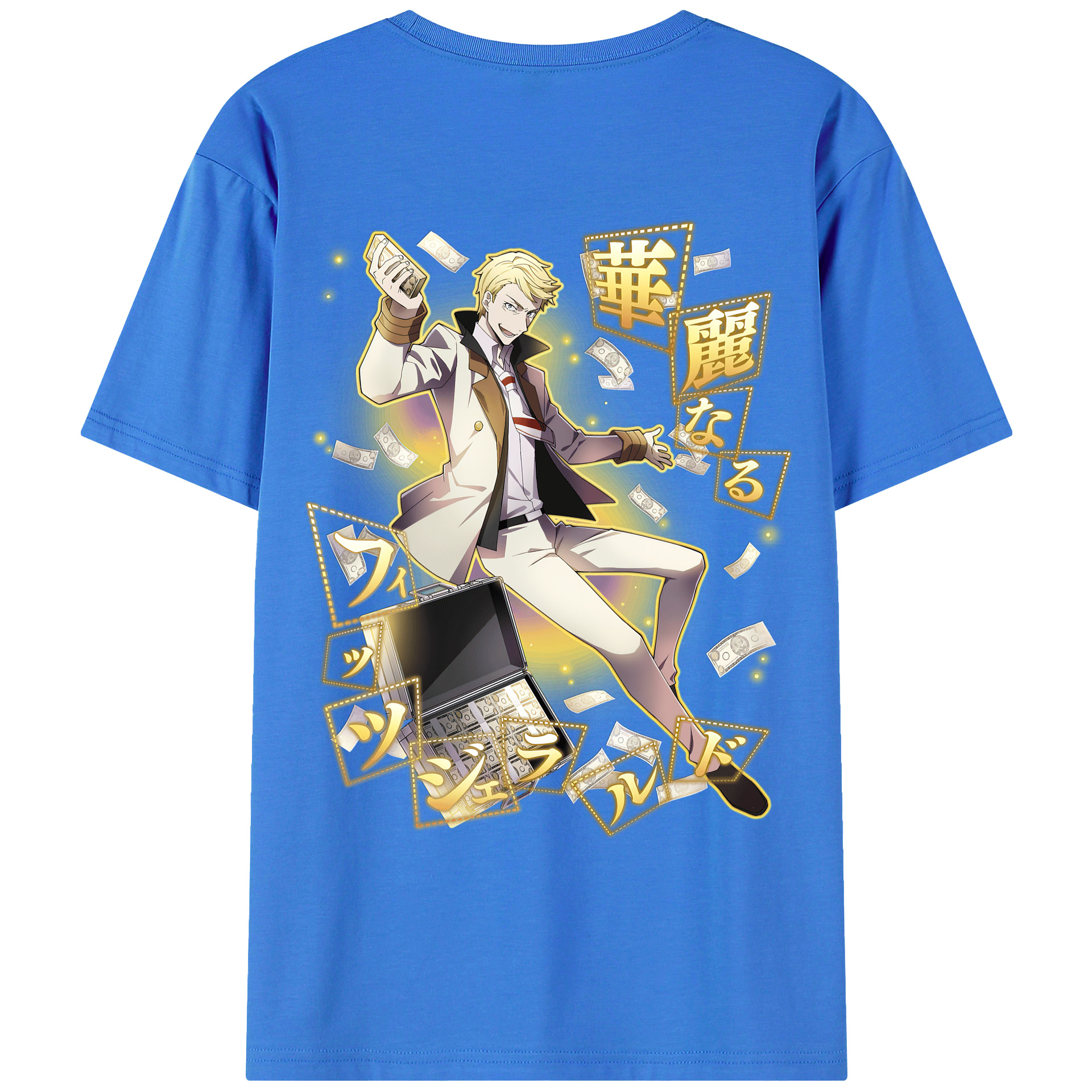 （画像用） 文豪ストレイドッグス Bungo Stray Dogs 綿100％ メンズ半袖Tシャツ（バックプリント） 通気性