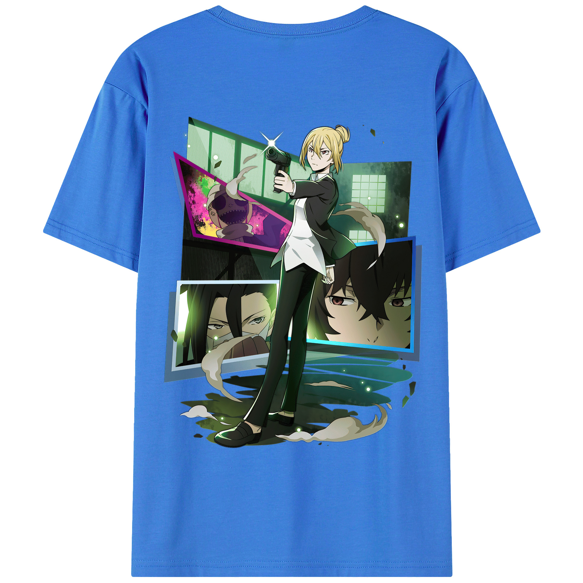（画像用） 文豪ストレイドッグス Bungo Stray Dogs 綿100％ メンズ半袖Tシャツ（バックプリント） 通気性