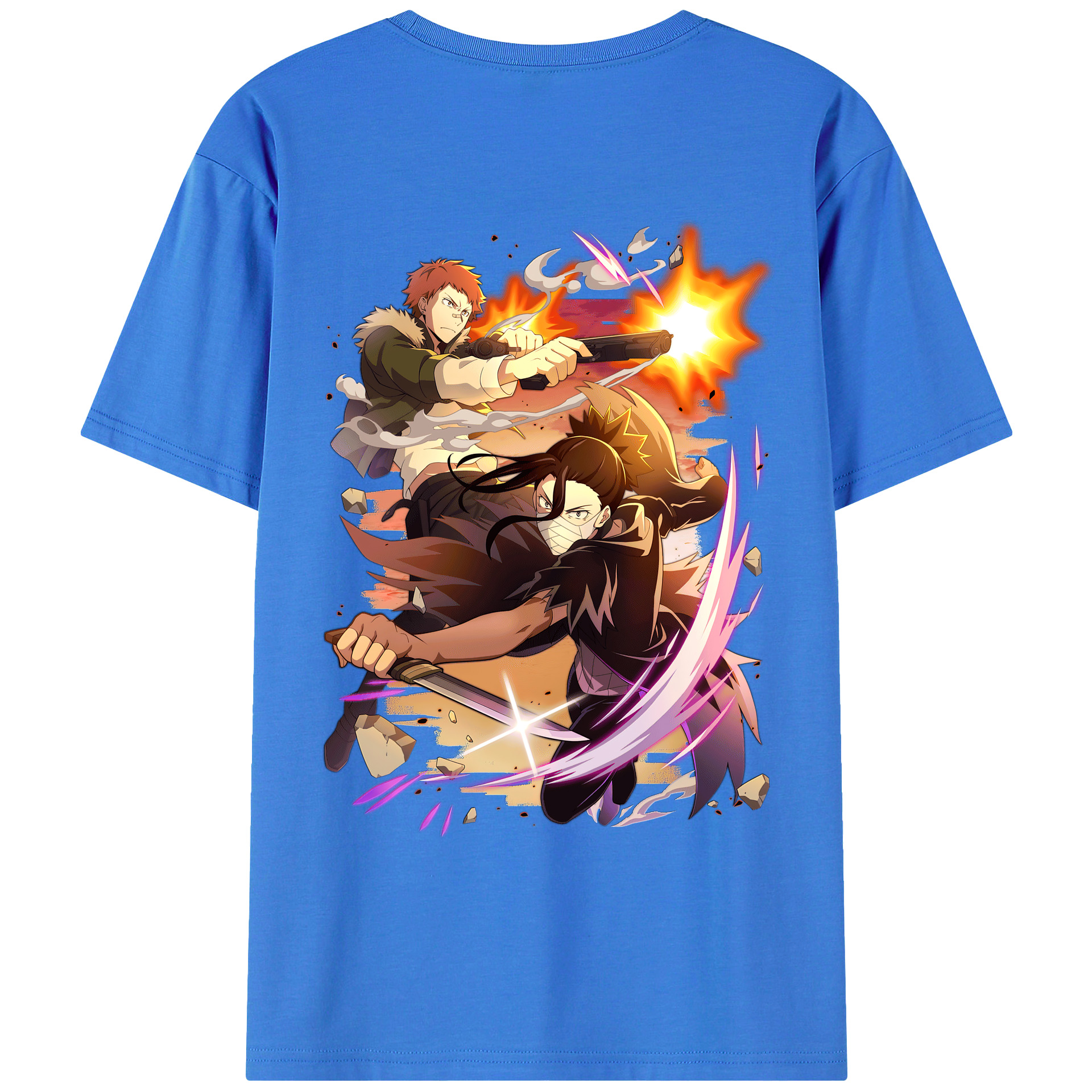 （画像用） 文豪ストレイドッグス Bungo Stray Dogs 綿100％ メンズ半袖Tシャツ（バックプリント） 通気性