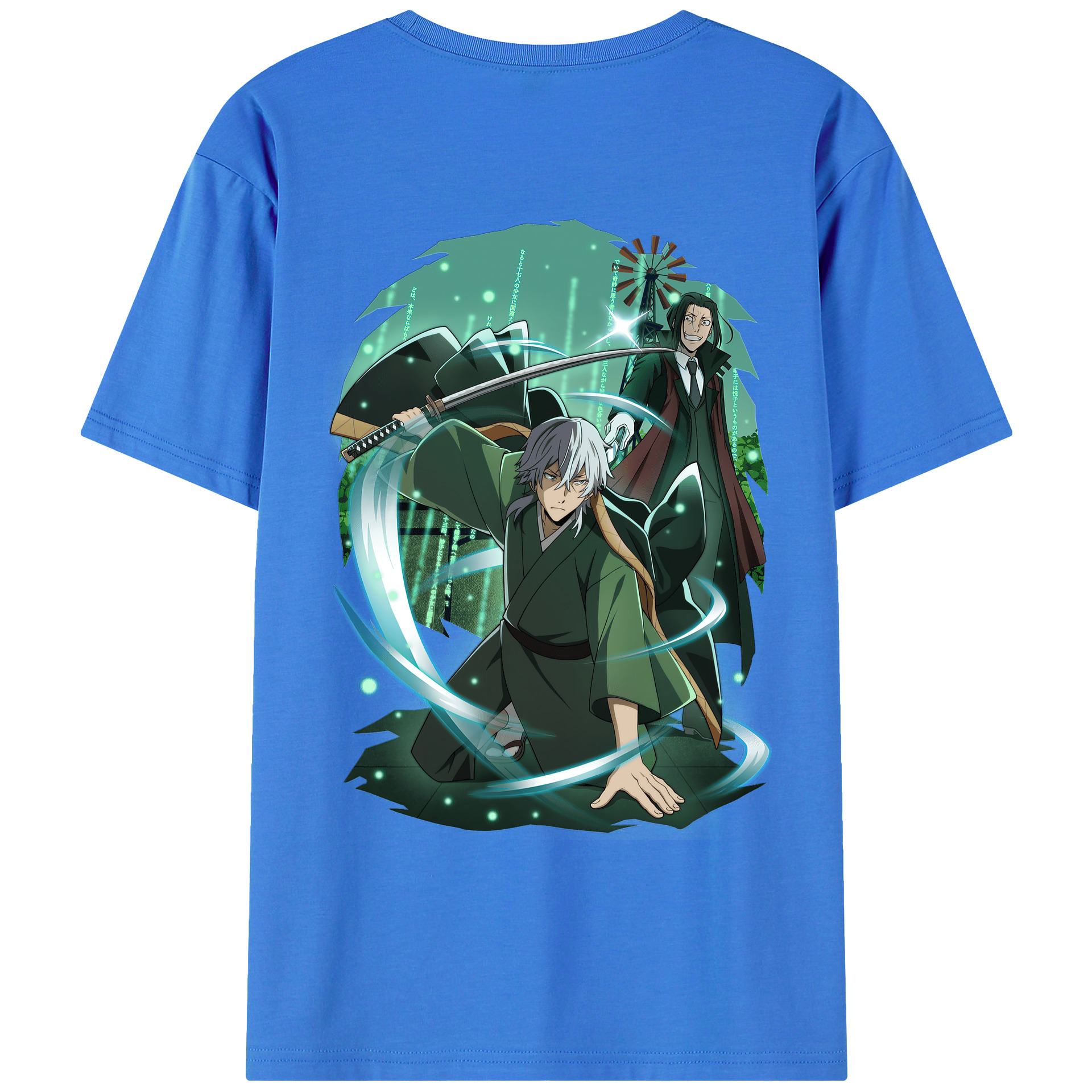 （画像用） 文豪ストレイドッグス Bungo Stray Dogs 綿100％ メンズ半袖Tシャツ（バックプリント） 通気性