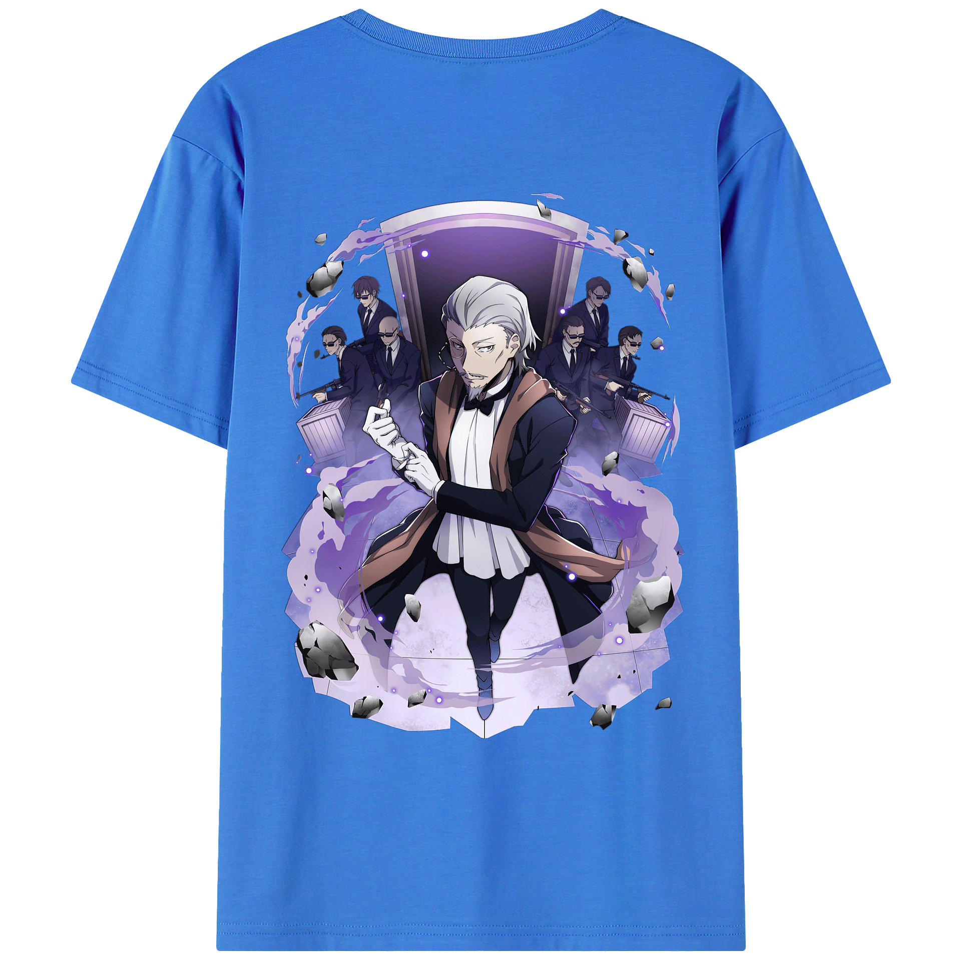 （画像用） 文豪ストレイドッグス Bungo Stray Dogs 綿100％ メンズ半袖Tシャツ（バックプリント） 通気性