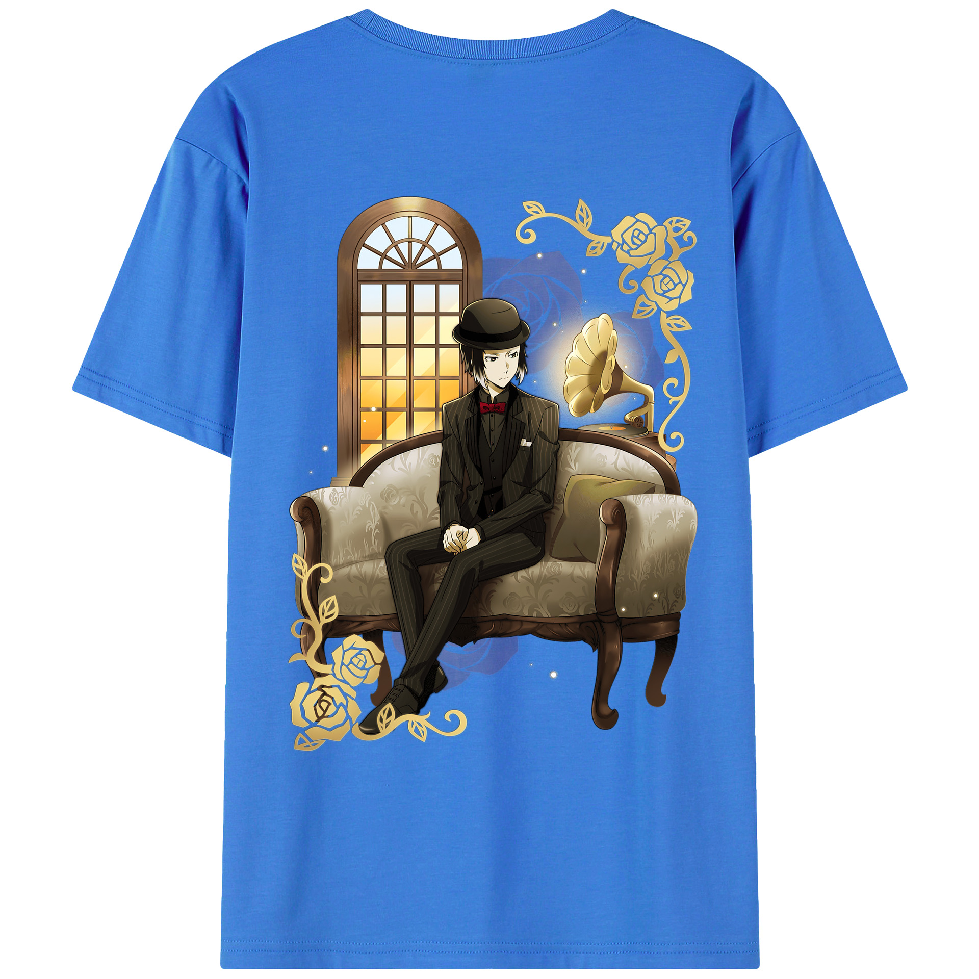 （画像用） 文豪ストレイドッグス Bungo Stray Dogs 綿100％ メンズ半袖Tシャツ（バックプリント） 通気性