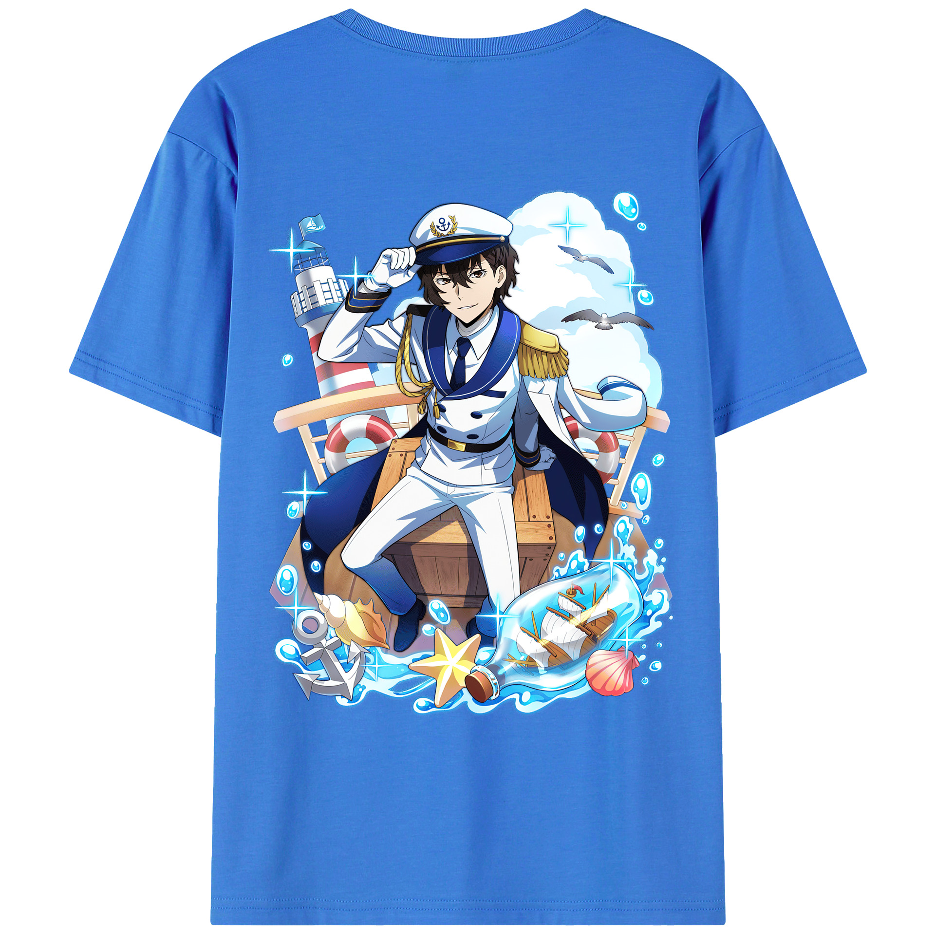 （画像用） 文豪ストレイドッグス Bungo Stray Dogs 綿100％ メンズ半袖Tシャツ（バックプリント） 通気性