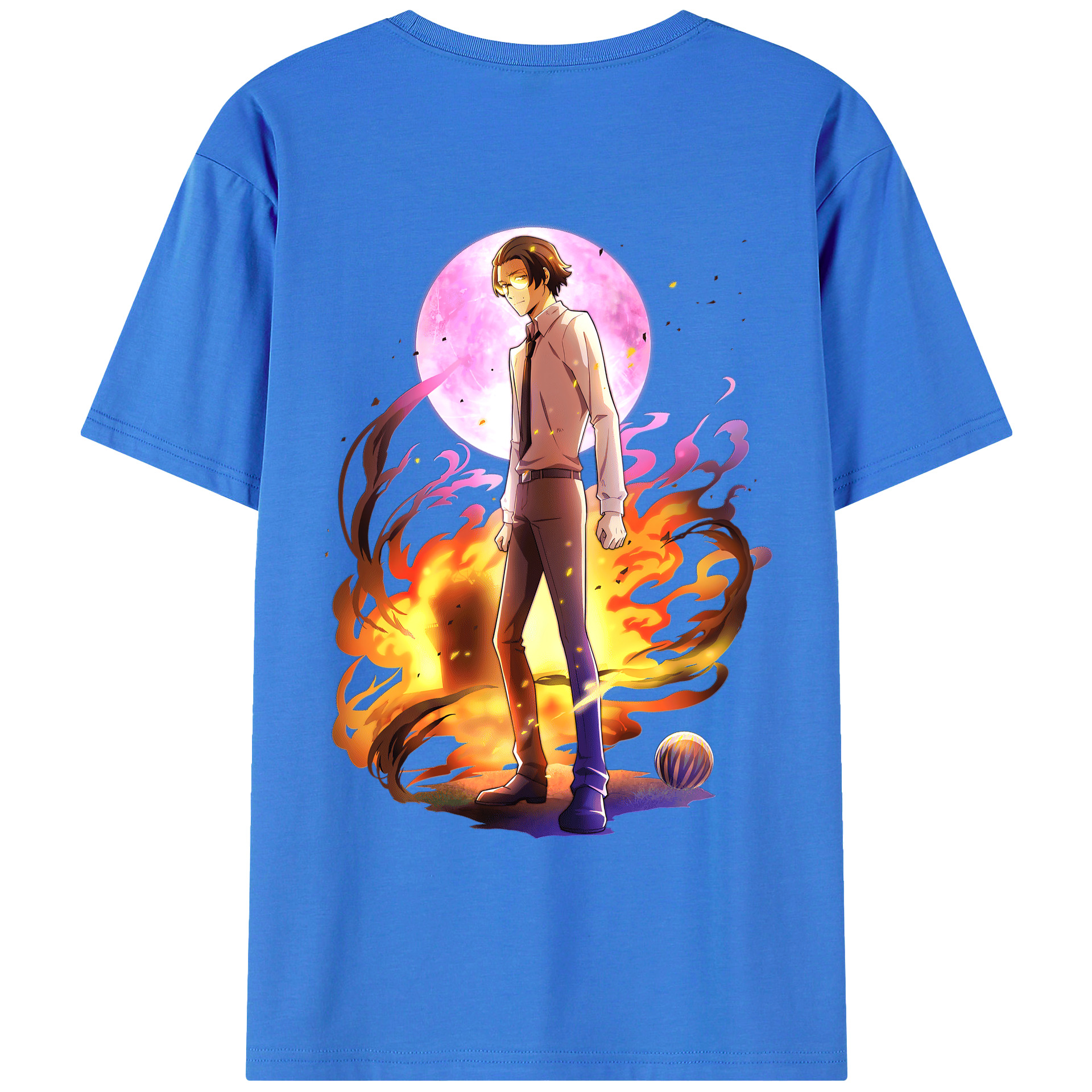 （画像用） 文豪ストレイドッグス Bungo Stray Dogs 綿100％ メンズ半袖Tシャツ（バックプリント） 通気性