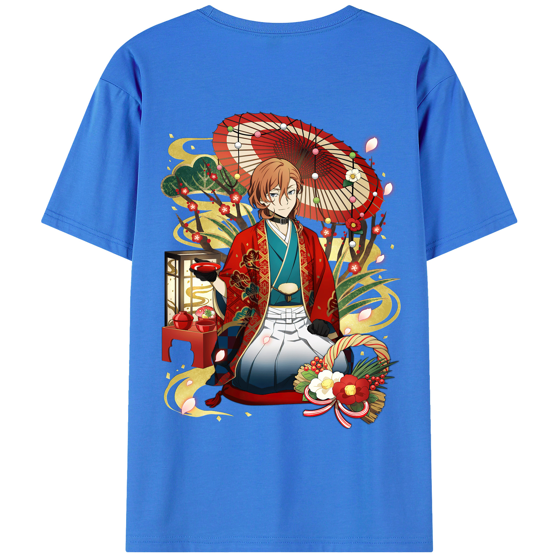 （画像用） 文豪ストレイドッグス Bungo Stray Dogs 綿100％ メンズ半袖Tシャツ（バックプリント） 通気性