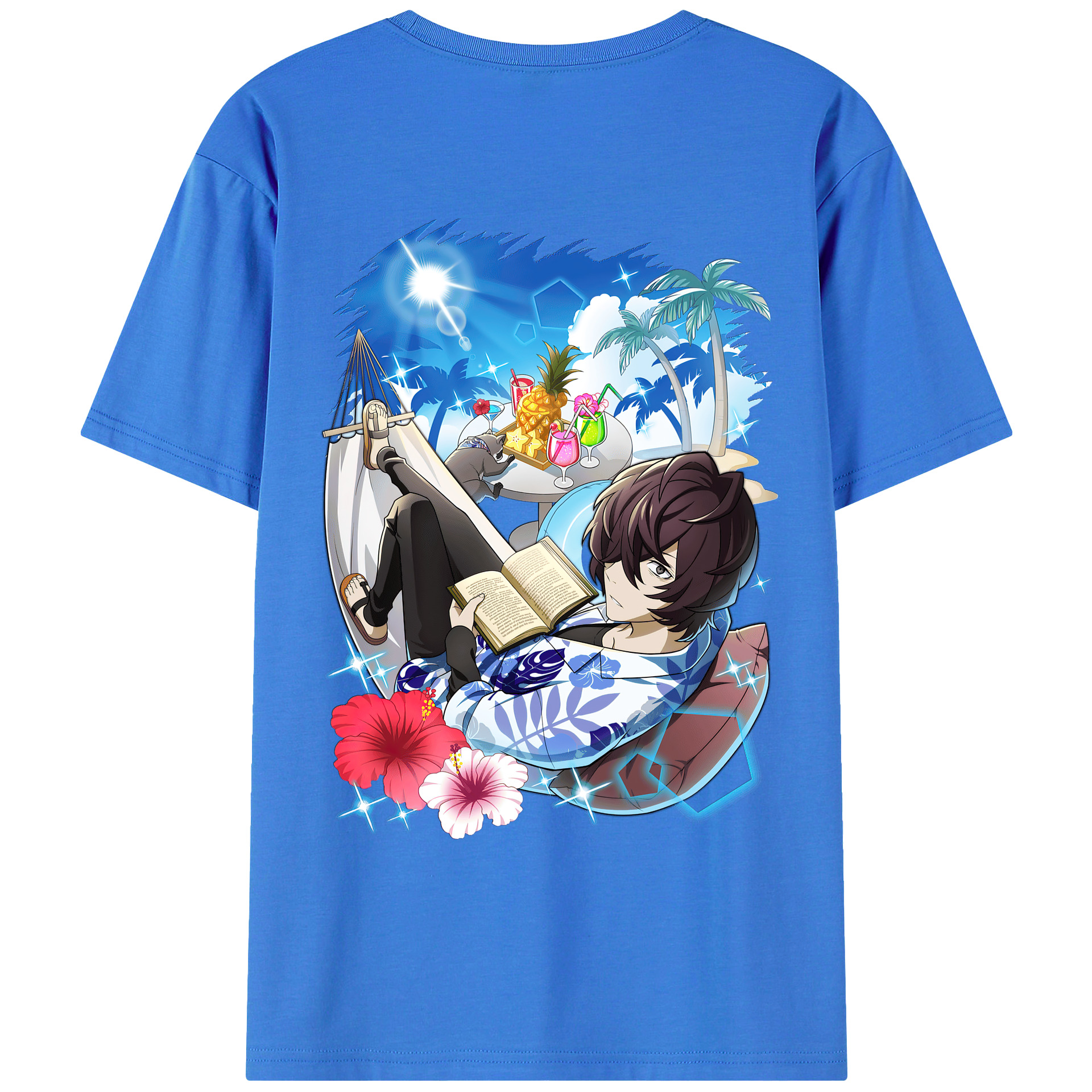 （画像用） 文豪ストレイドッグス Bungo Stray Dogs 綿100％ メンズ半袖Tシャツ（バックプリント） 通気性