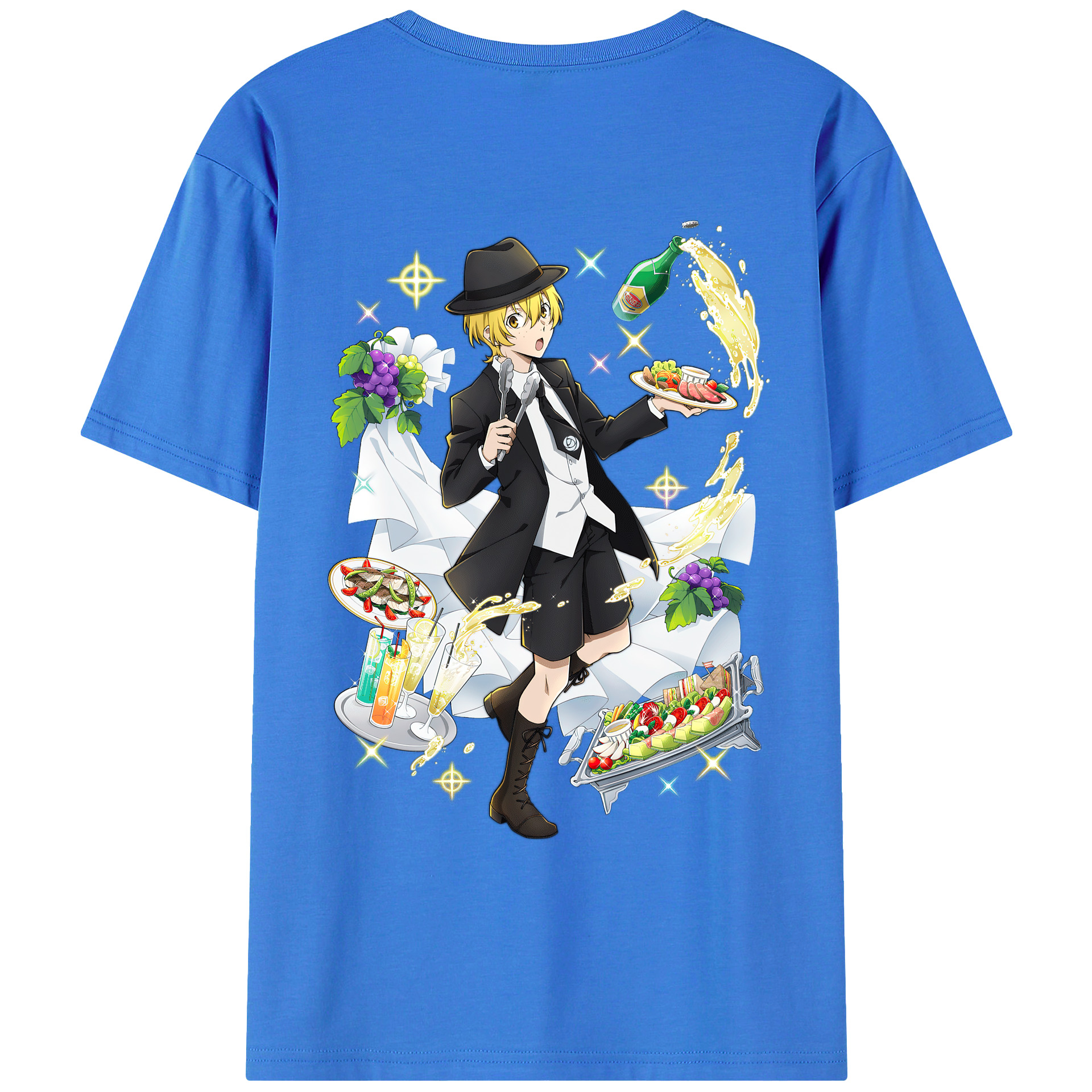 （画像用） 文豪ストレイドッグス Bungo Stray Dogs 綿100％ メンズ半袖Tシャツ（バックプリント） 通気性