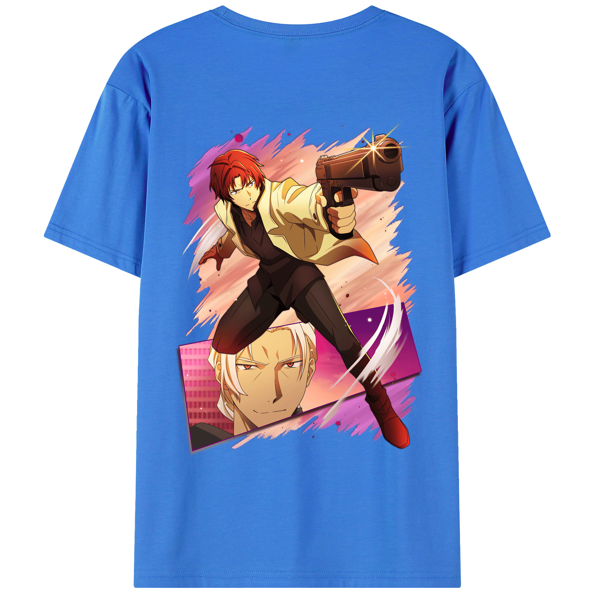 （画像用） 文豪ストレイドッグス Bungo Stray Dogs 綿100％ メンズ半袖Tシャツ（バックプリント） 通気性