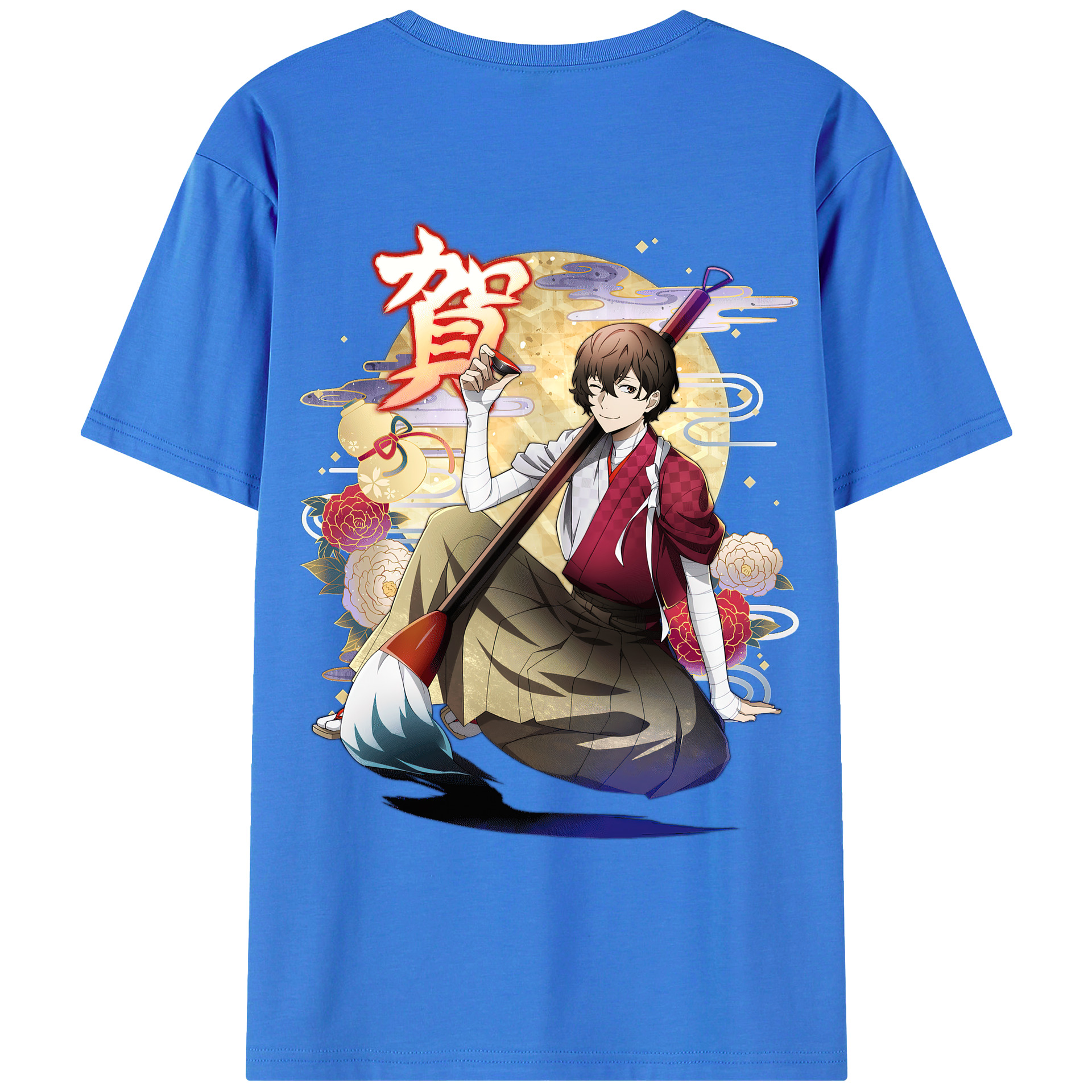 （画像用） 文豪ストレイドッグス Bungo Stray Dogs 綿100％ メンズ半袖Tシャツ（バックプリント） 通気性