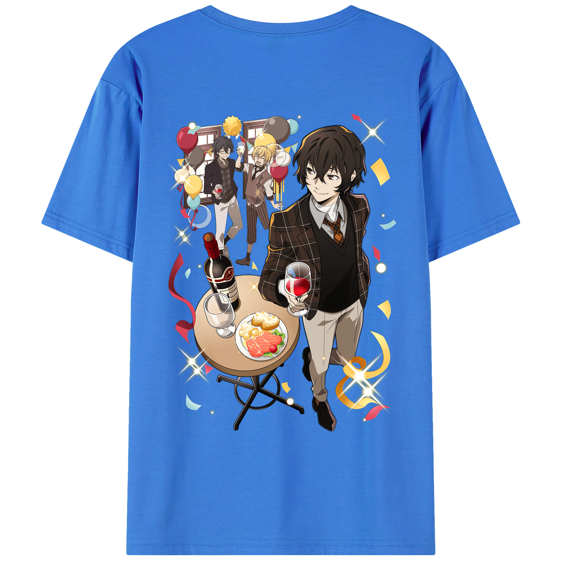（画像用） 文豪ストレイドッグス Bungo Stray Dogs 綿100％ メンズ半袖Tシャツ（バックプリント） 通気性