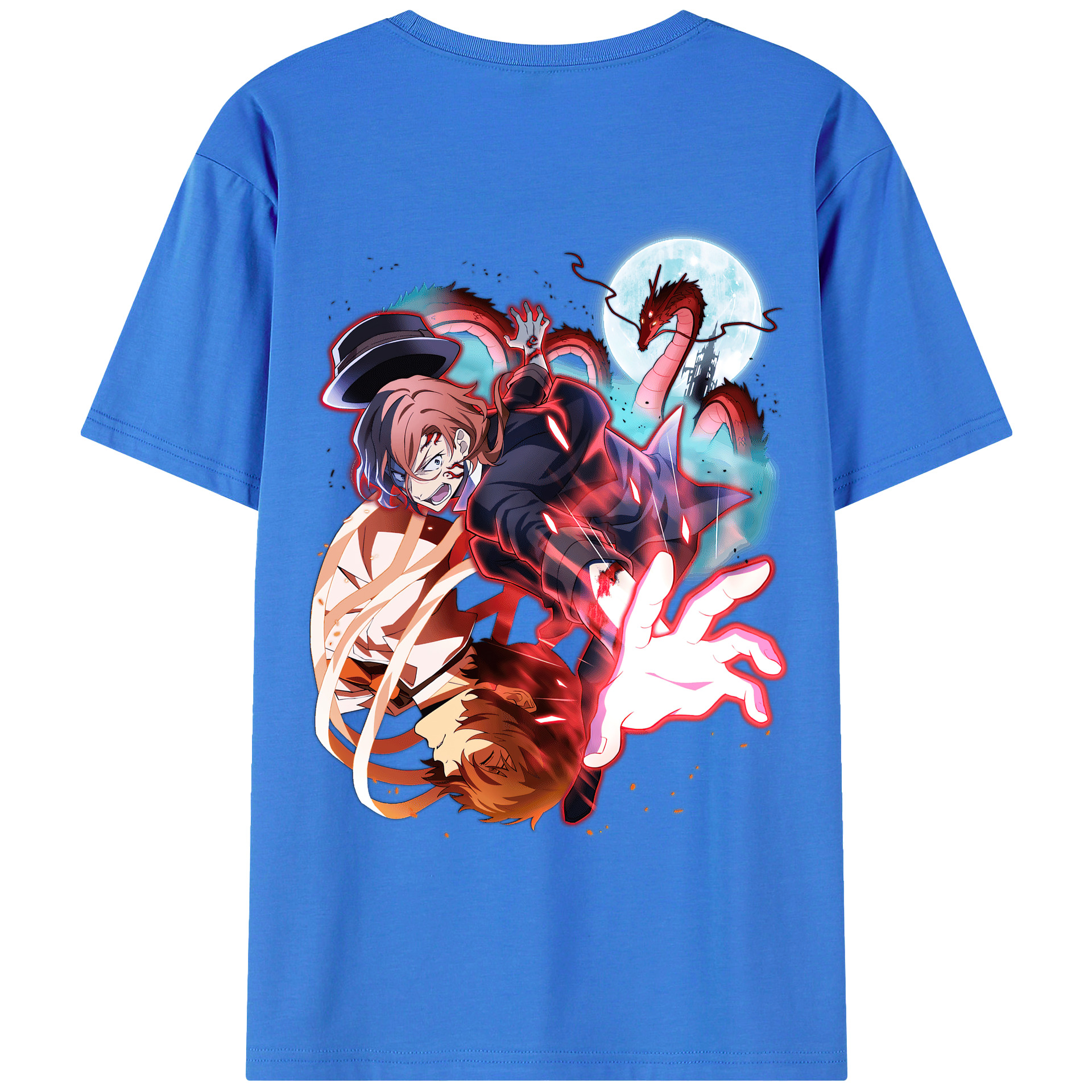 （画像用） 文豪ストレイドッグス Bungo Stray Dogs 綿100％ メンズ半袖Tシャツ（バックプリント） 通気性