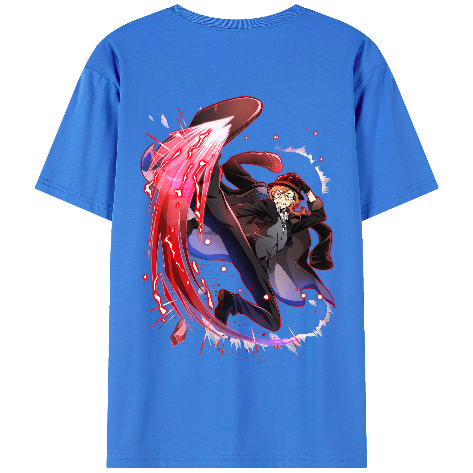 （画像用） 文豪ストレイドッグス Bungo Stray Dogs 綿100％ メンズ半袖Tシャツ（バックプリント） 通気性