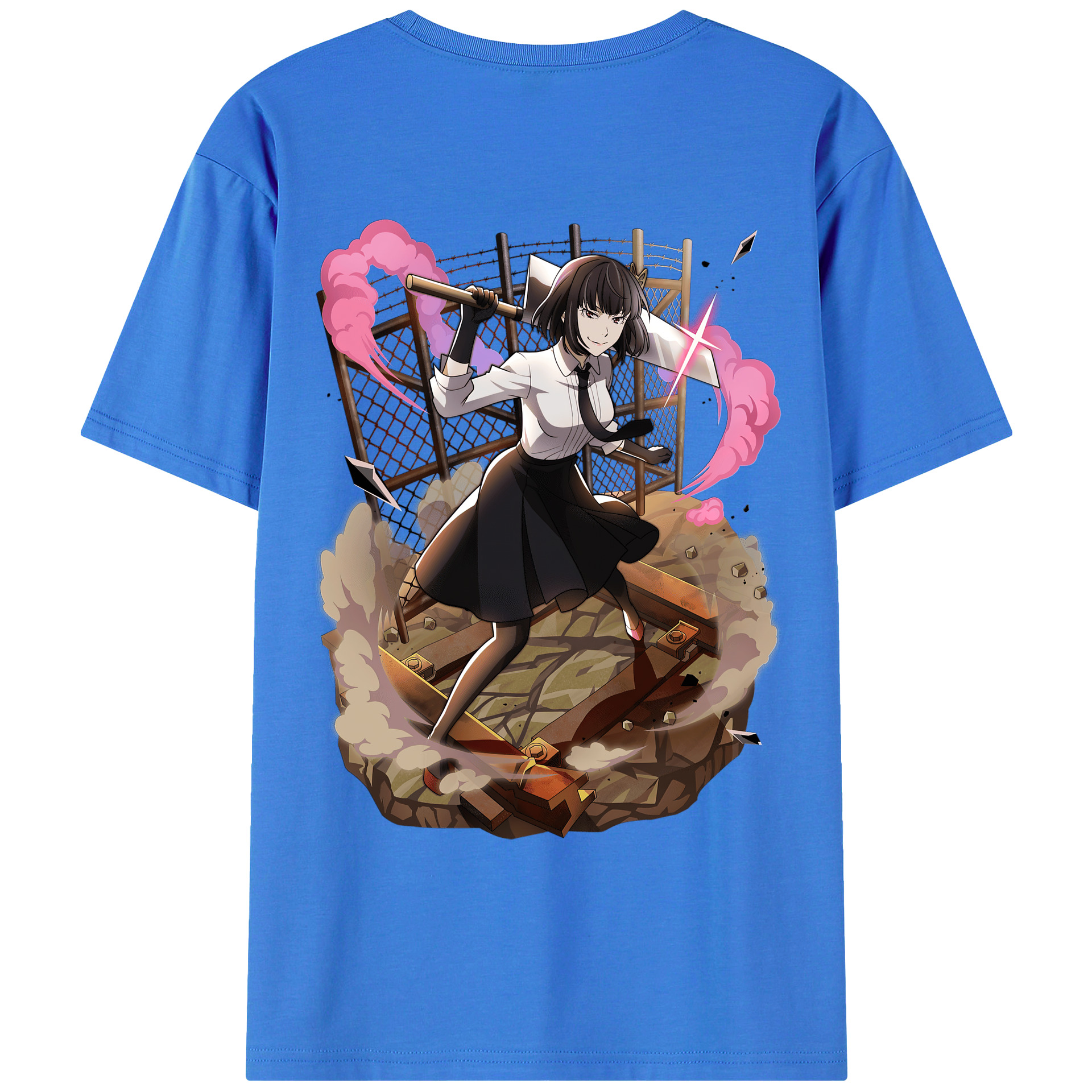 （画像用） 文豪ストレイドッグス Bungo Stray Dogs 綿100％ メンズ半袖Tシャツ（バックプリント） 通気性