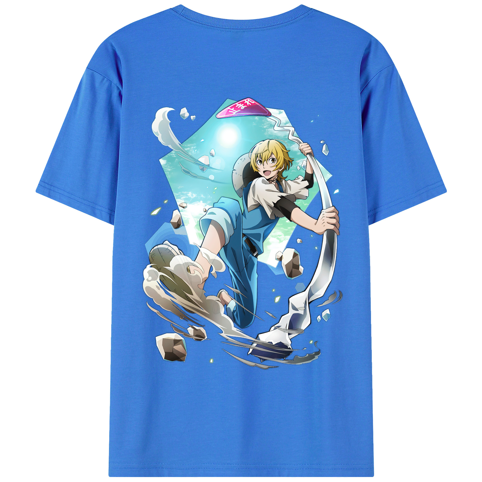 （画像用） 文豪ストレイドッグス Bungo Stray Dogs 綿100％ メンズ半袖Tシャツ（バックプリント） 通気性