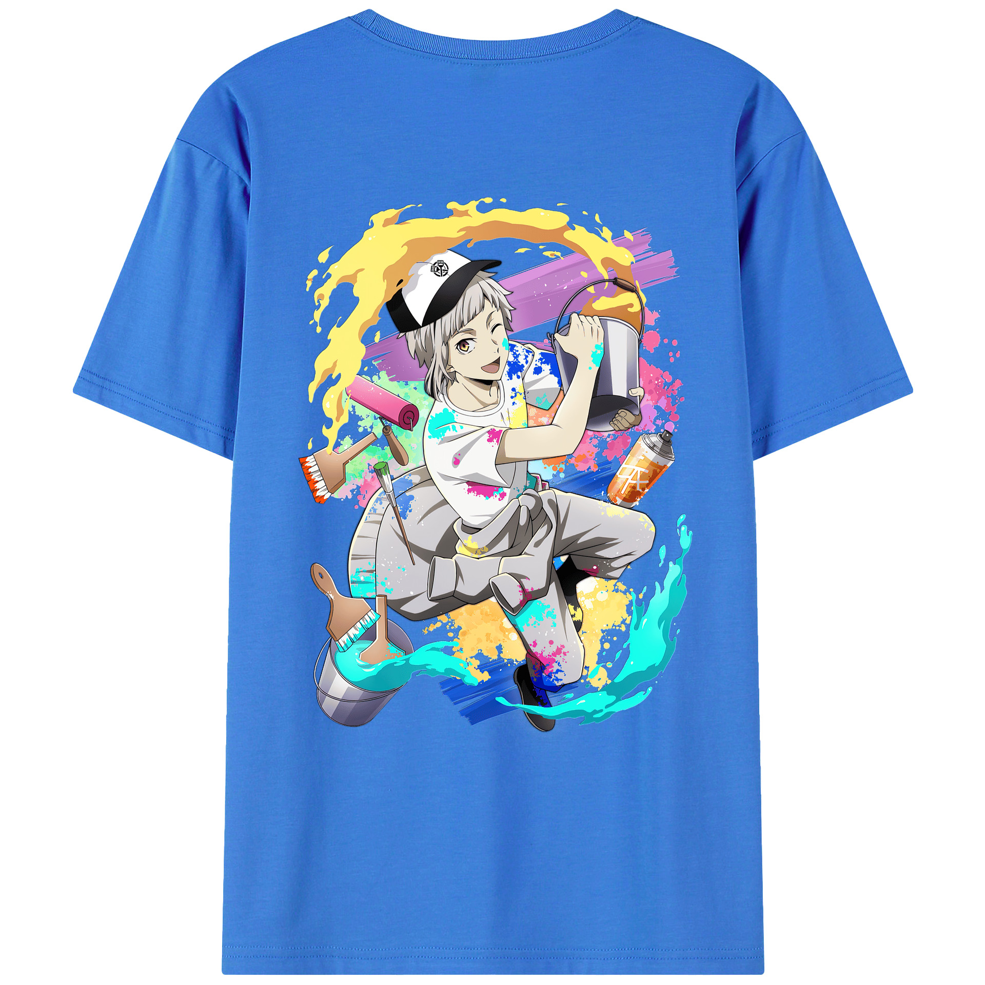 （画像用） 文豪ストレイドッグス Bungo Stray Dogs 綿100％ メンズ半袖Tシャツ（バックプリント） 通気性