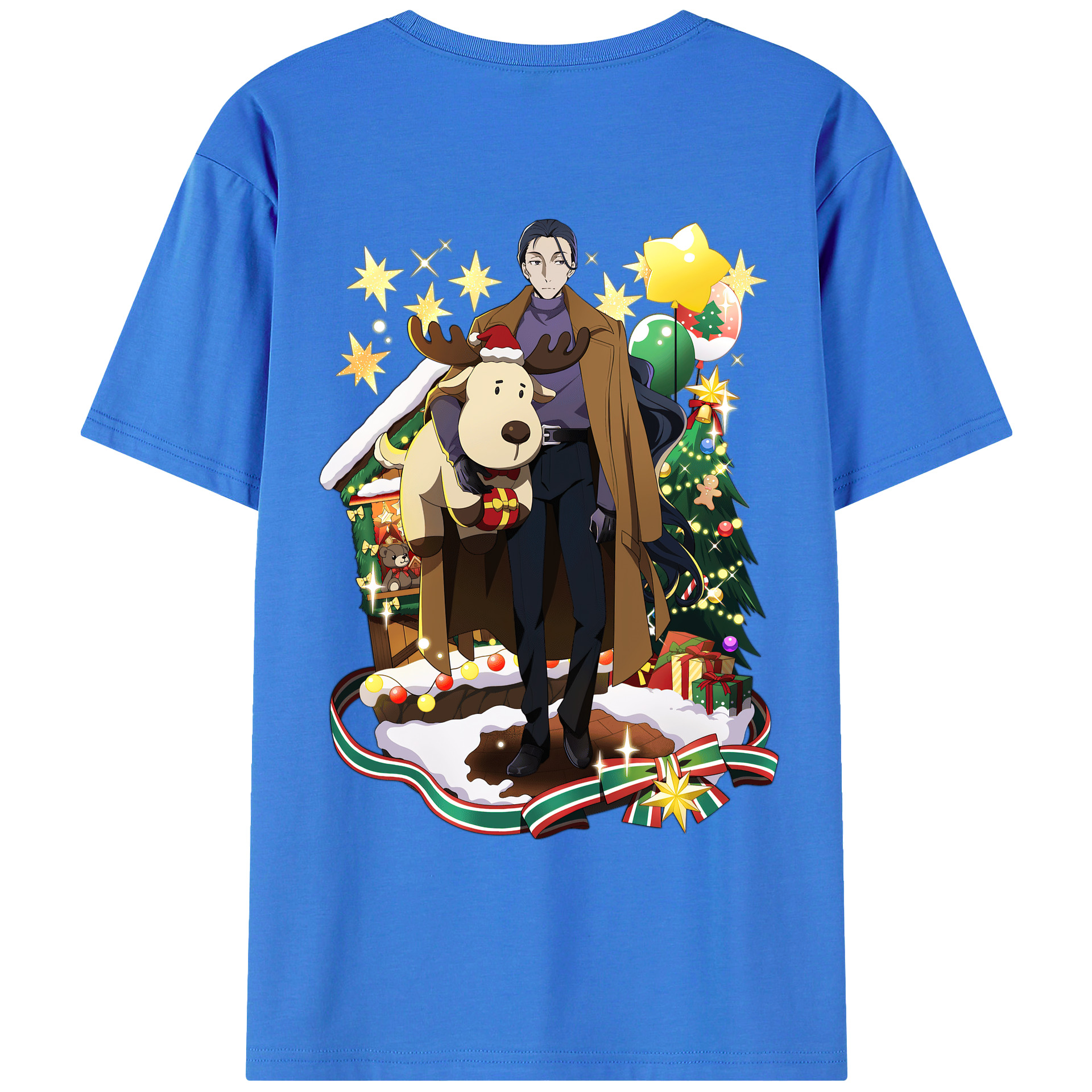 （画像用） 文豪ストレイドッグス Bungo Stray Dogs 綿100％ メンズ半袖Tシャツ（バックプリント） 通気性