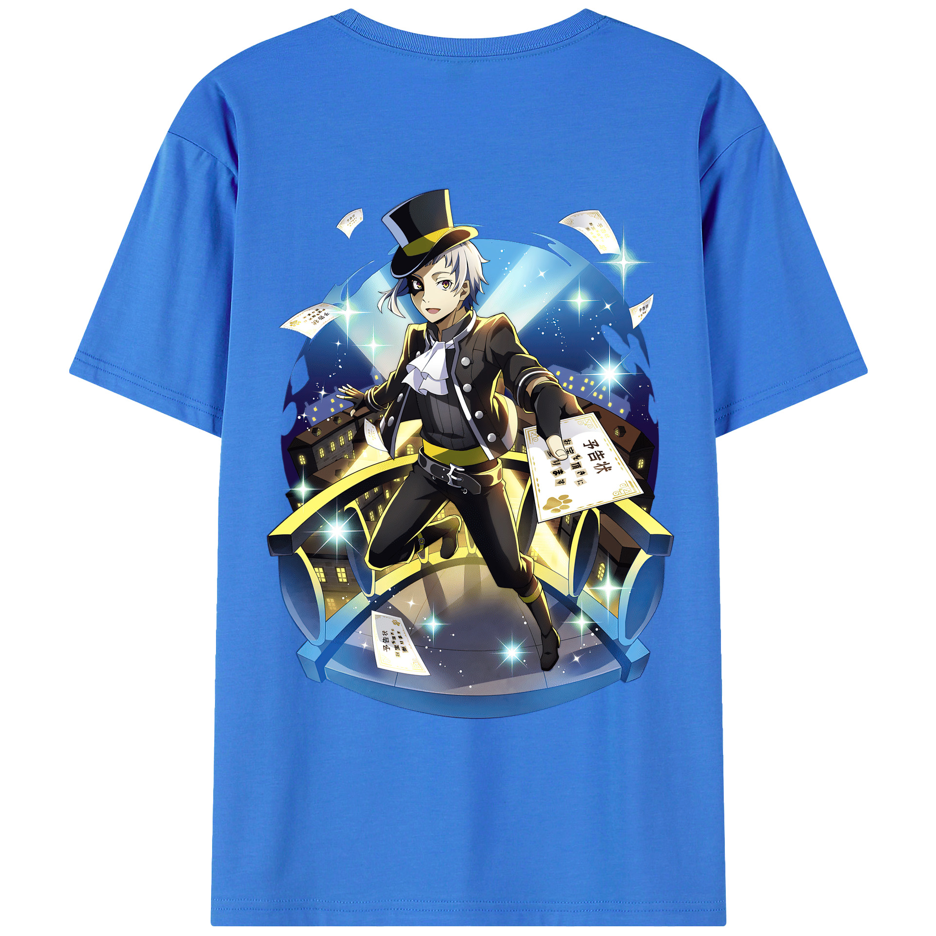 （画像用） 文豪ストレイドッグス Bungo Stray Dogs 綿100％ メンズ半袖Tシャツ（バックプリント） 通気性
