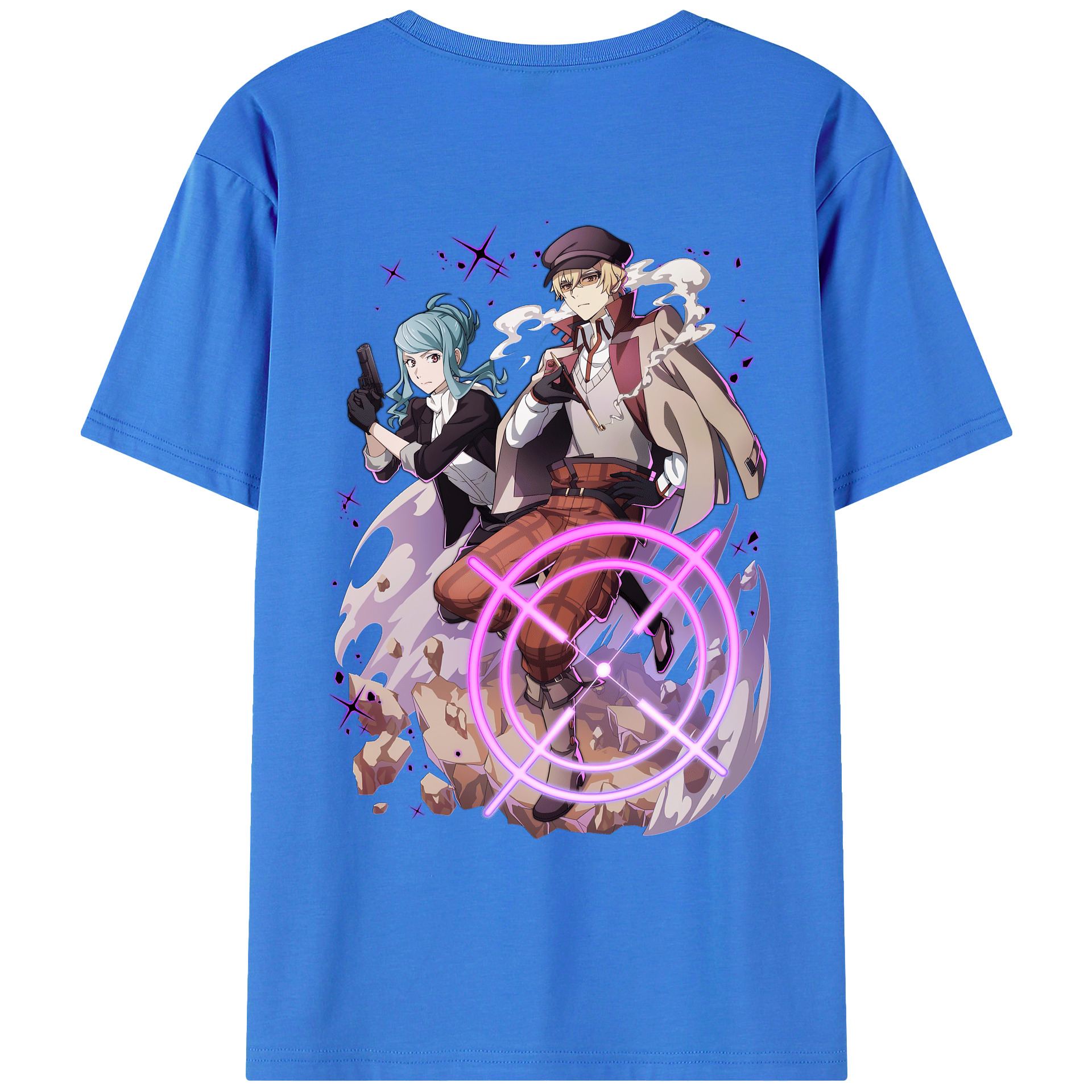 （画像用） 文豪ストレイドッグス Bungo Stray Dogs 綿100％ メンズ半袖Tシャツ（バックプリント） 通気性