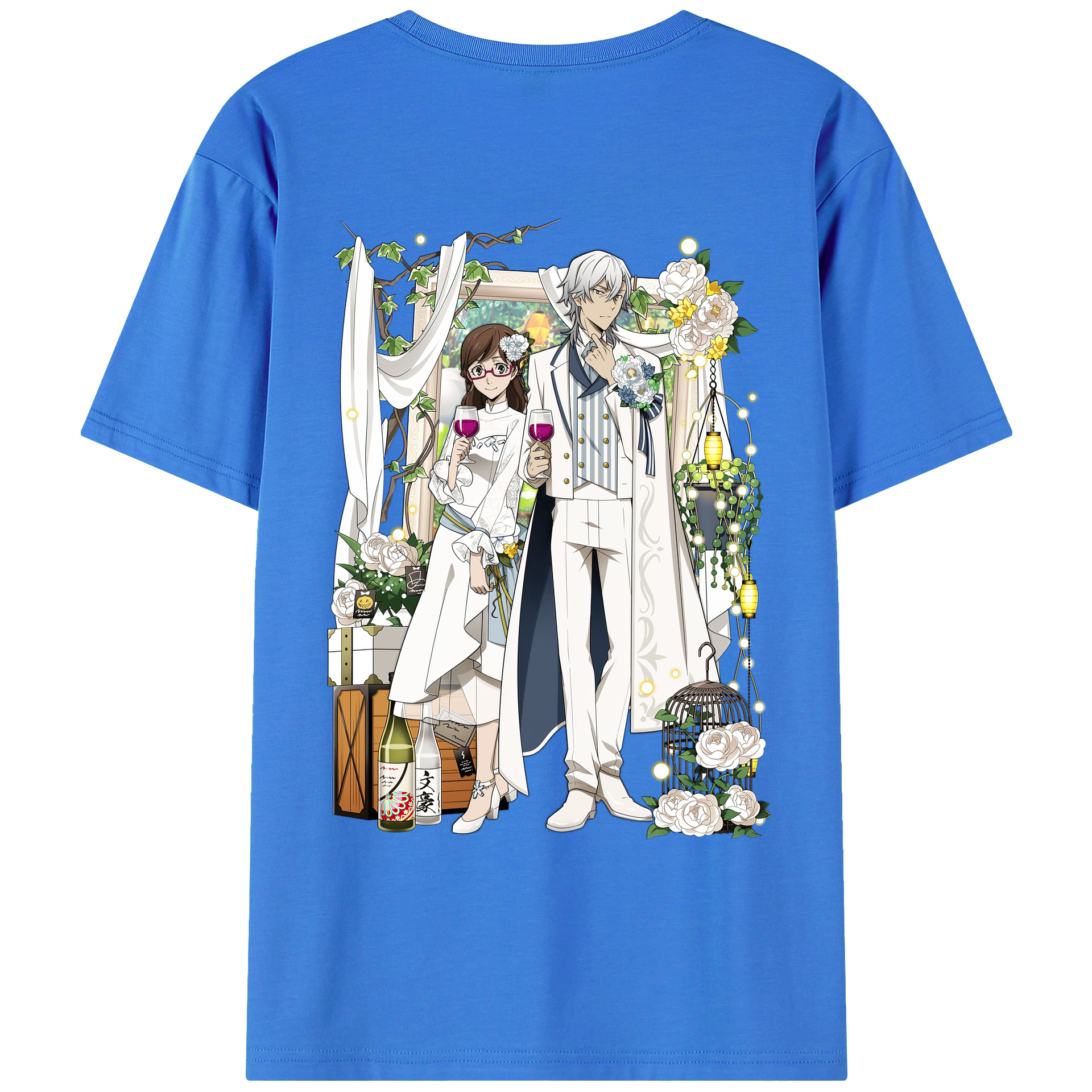 （画像用） 文豪ストレイドッグス Bungo Stray Dogs 綿100％ メンズ半袖Tシャツ（バックプリント） 通気性