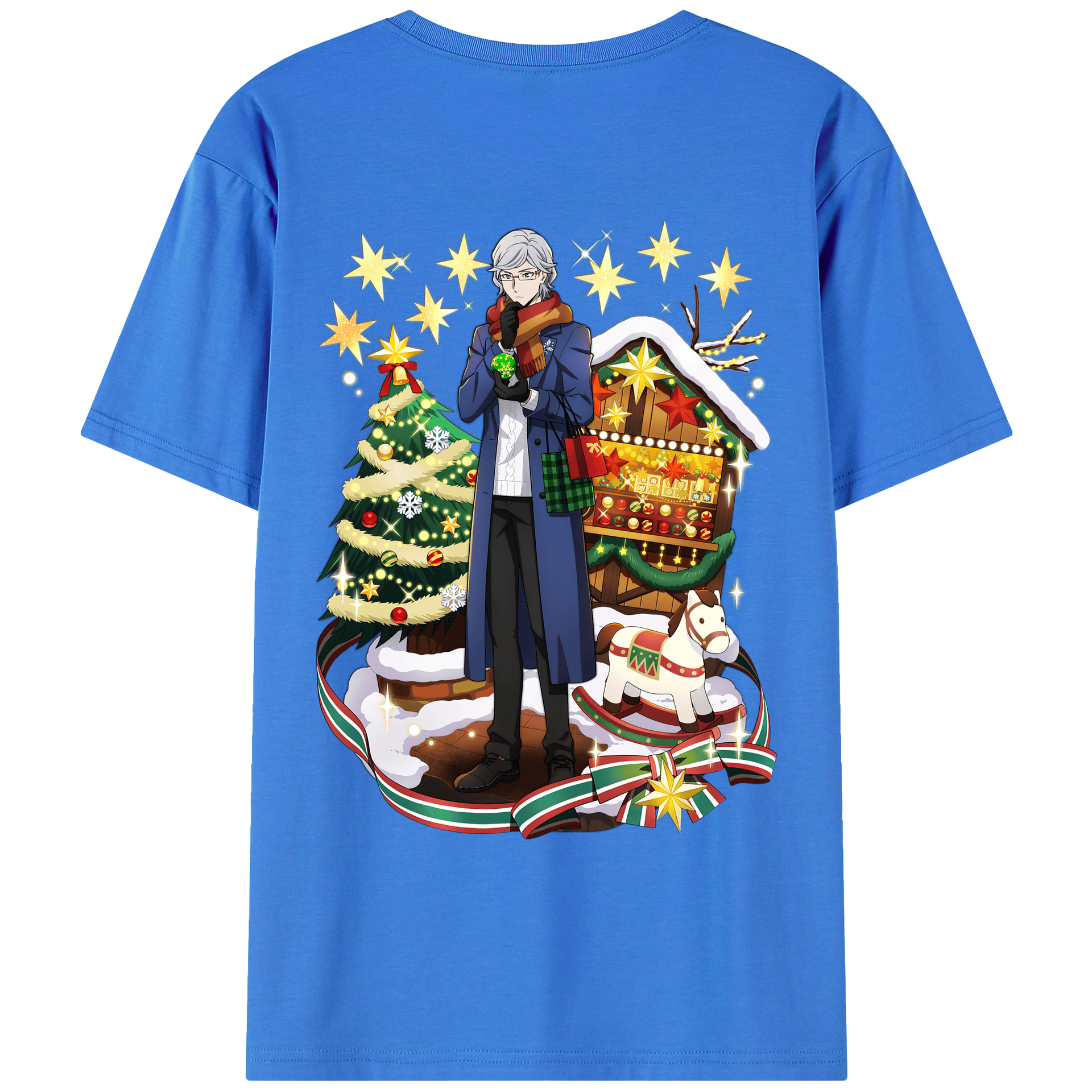 （画像用） 文豪ストレイドッグス Bungo Stray Dogs 綿100％ メンズ半袖Tシャツ（バックプリント） 通気性