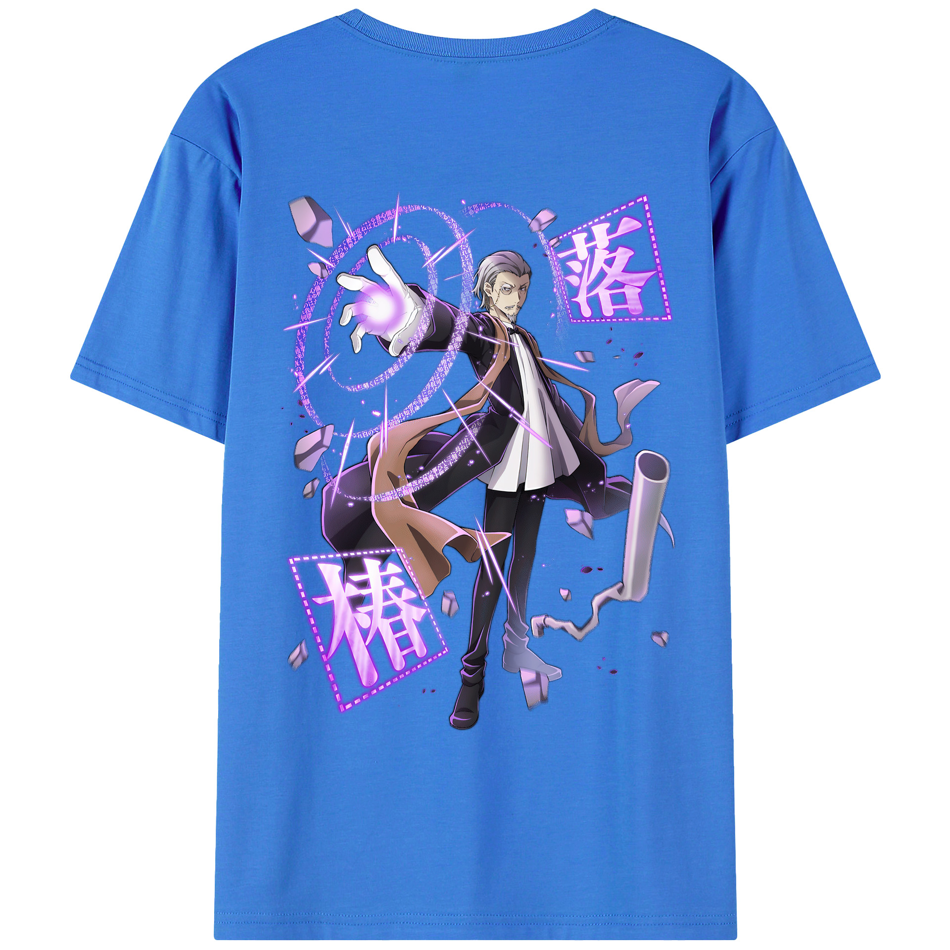 （画像用） 文豪ストレイドッグス Bungo Stray Dogs 綿100％ メンズ半袖Tシャツ（バックプリント） 通気性