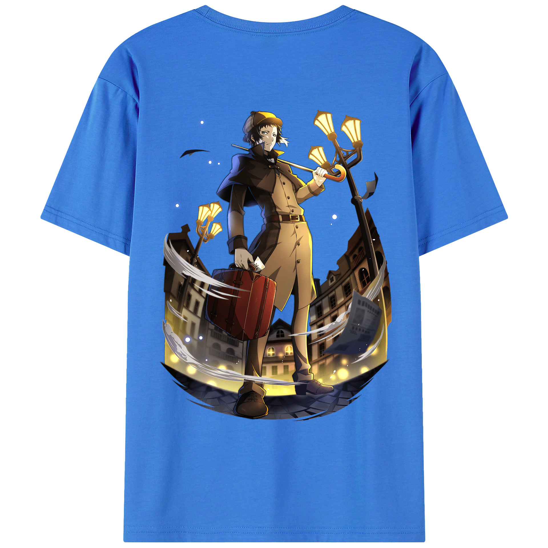 （画像用） 文豪ストレイドッグス Bungo Stray Dogs 綿100％ メンズ半袖Tシャツ（バックプリント） 通気性