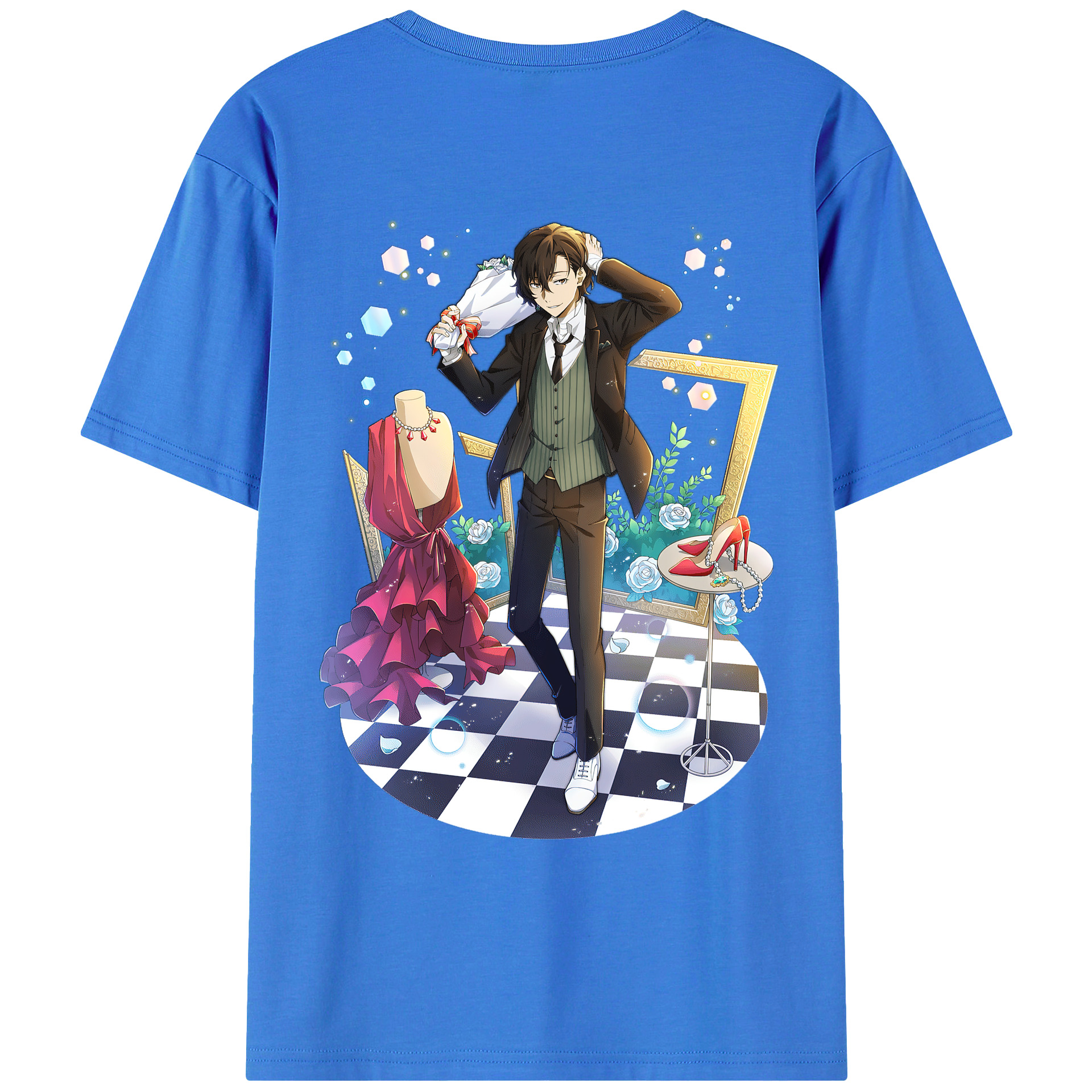 （画像用） 文豪ストレイドッグス Bungo Stray Dogs 綿100％ メンズ半袖Tシャツ（バックプリント） 通気性