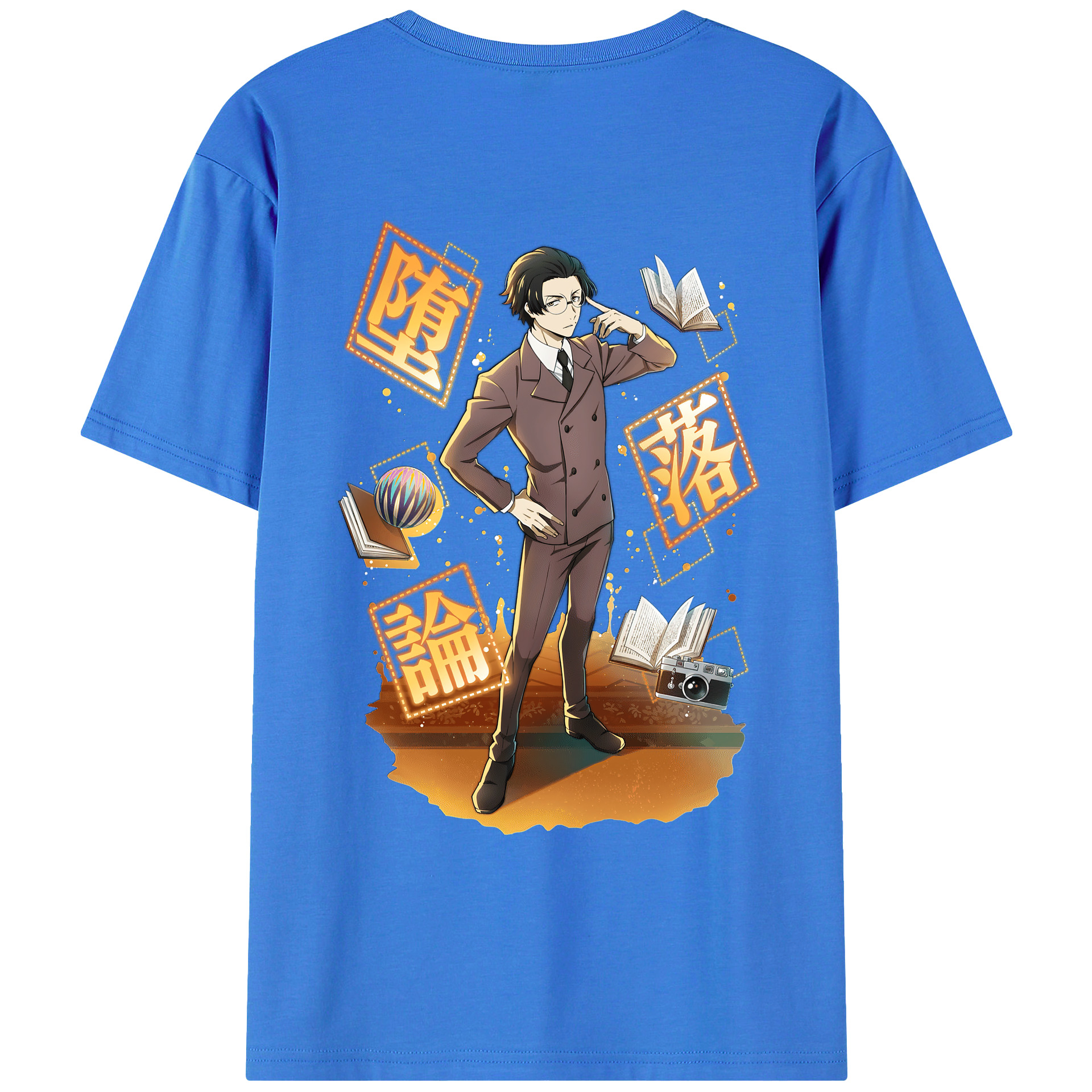 （画像用） 文豪ストレイドッグス Bungo Stray Dogs 綿100％ メンズ半袖Tシャツ（バックプリント） 通気性