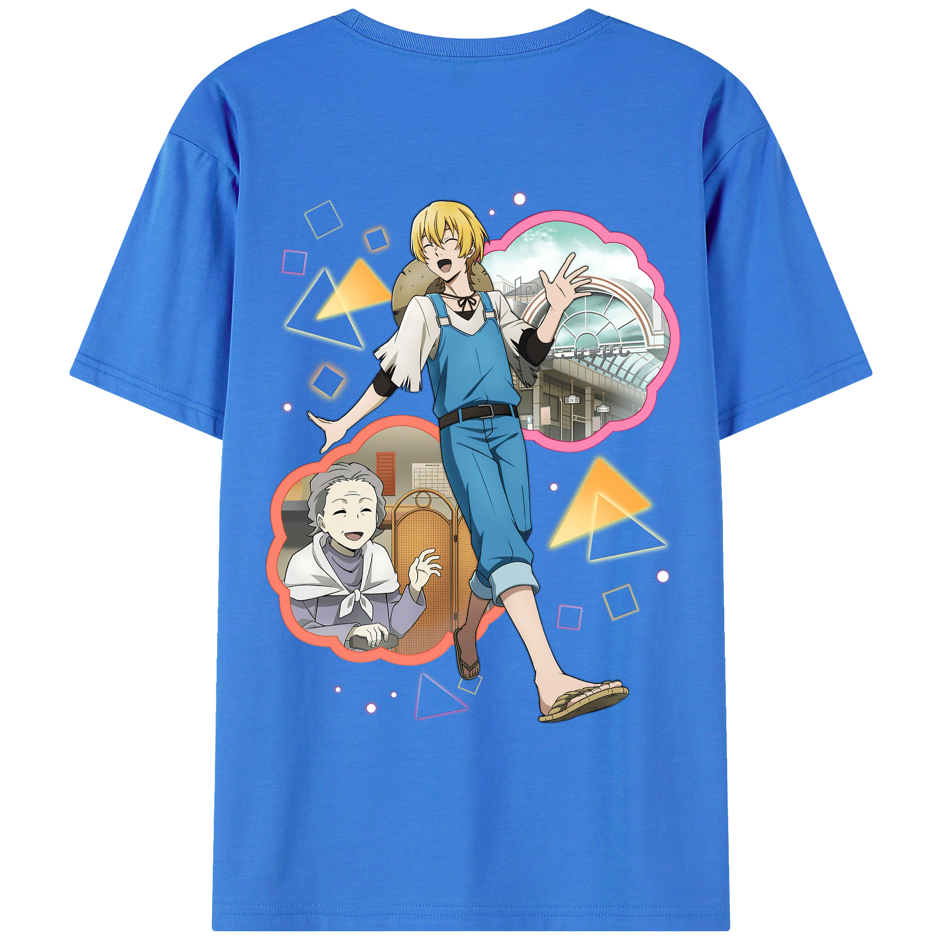 （画像用） 文豪ストレイドッグス Bungo Stray Dogs 綿100％ メンズ半袖Tシャツ（バックプリント） 通気性