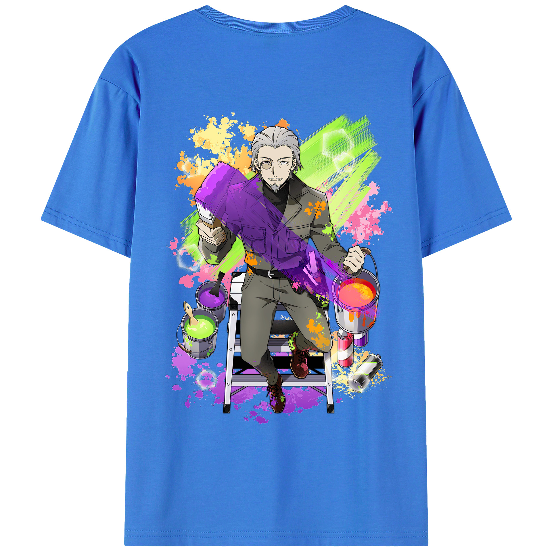 （画像用） 文豪ストレイドッグス Bungo Stray Dogs 綿100％ メンズ半袖Tシャツ（バックプリント） 通気性