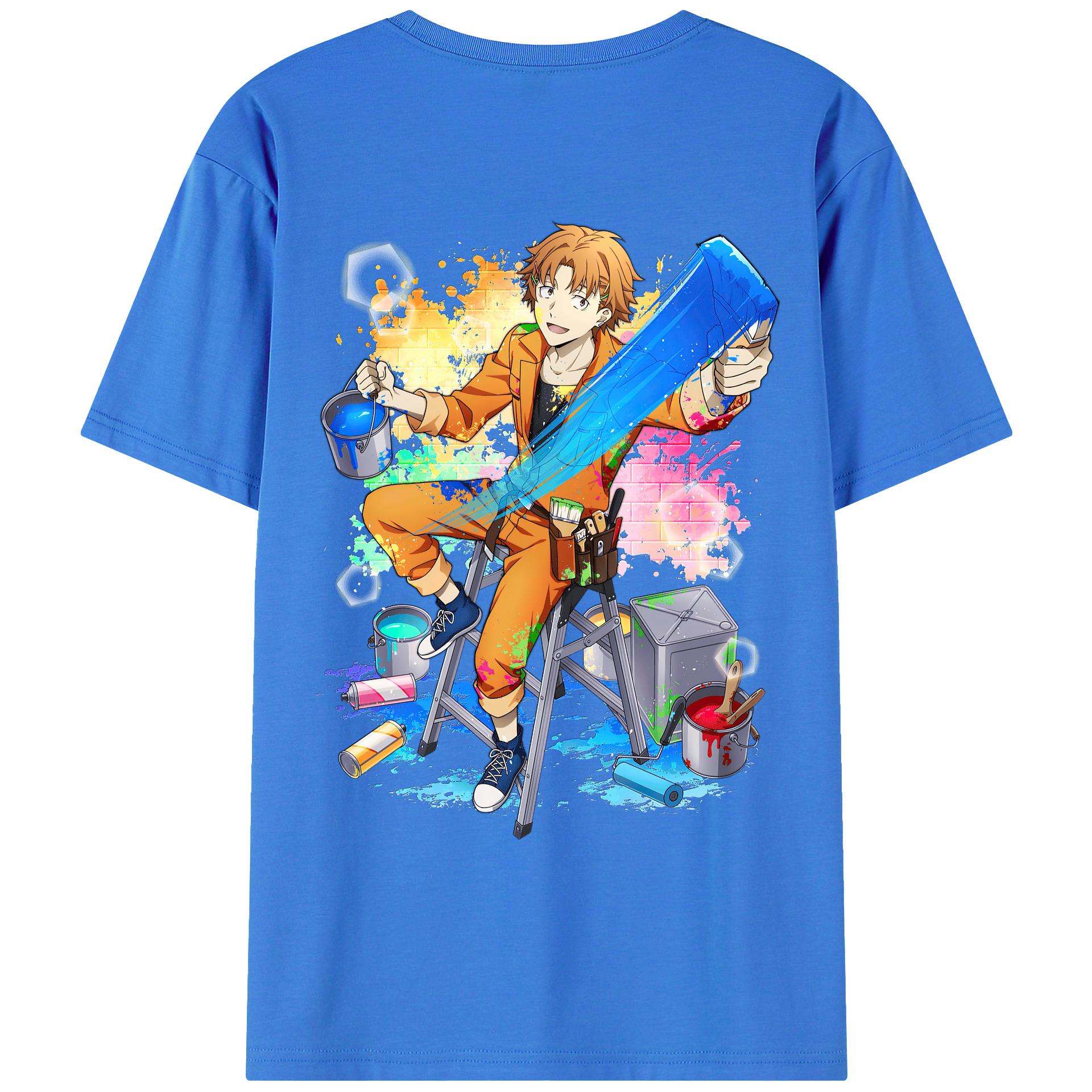 （画像用） 文豪ストレイドッグス Bungo Stray Dogs 綿100％ メンズ半袖Tシャツ（バックプリント） 通気性