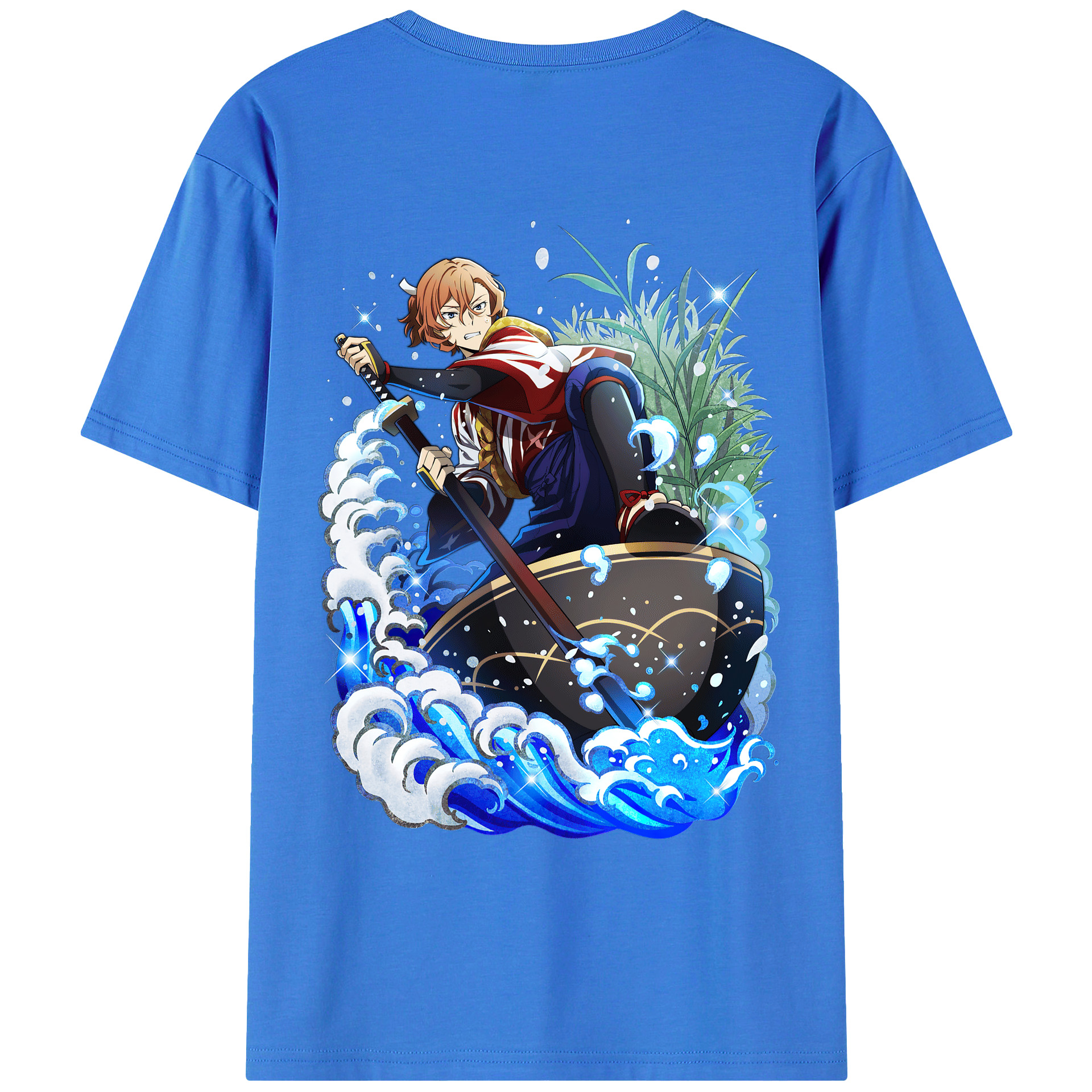 （画像用） 文豪ストレイドッグス Bungo Stray Dogs 綿100％ メンズ半袖Tシャツ（バックプリント） 通気性