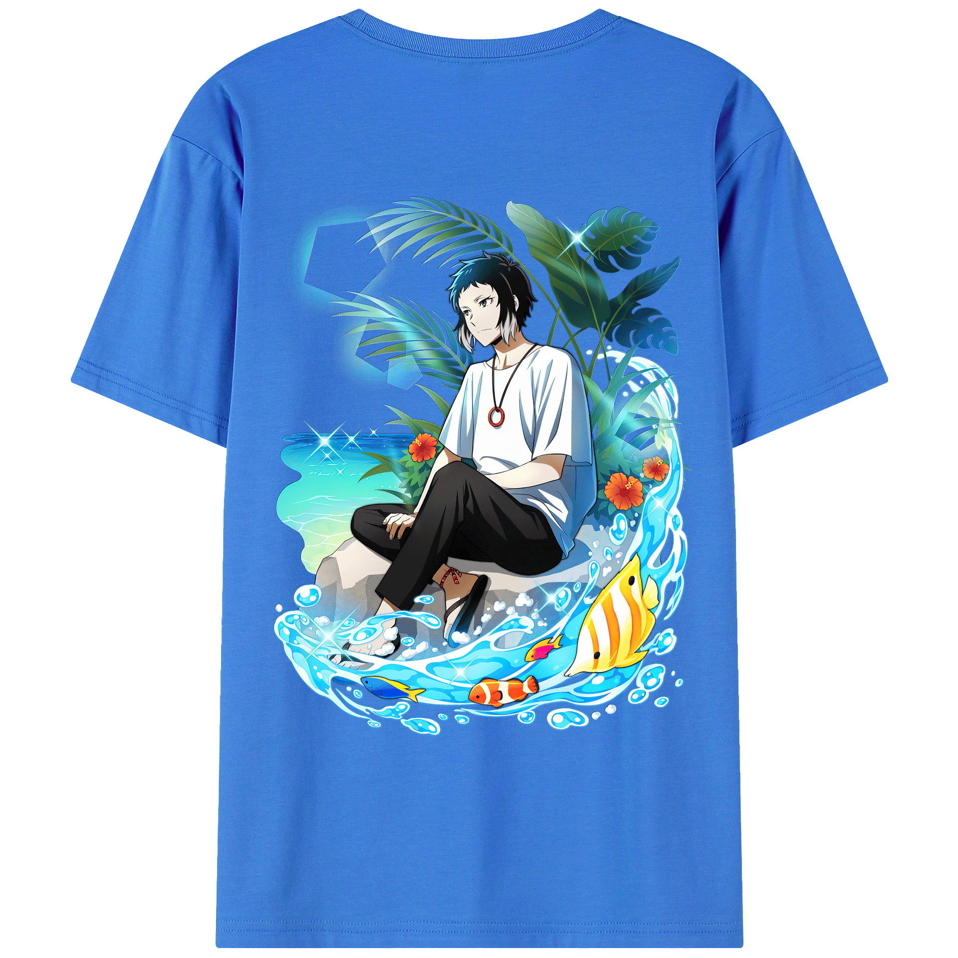 （画像用） 文豪ストレイドッグス Bungo Stray Dogs 綿100％ メンズ半袖Tシャツ（バックプリント） 通気性
