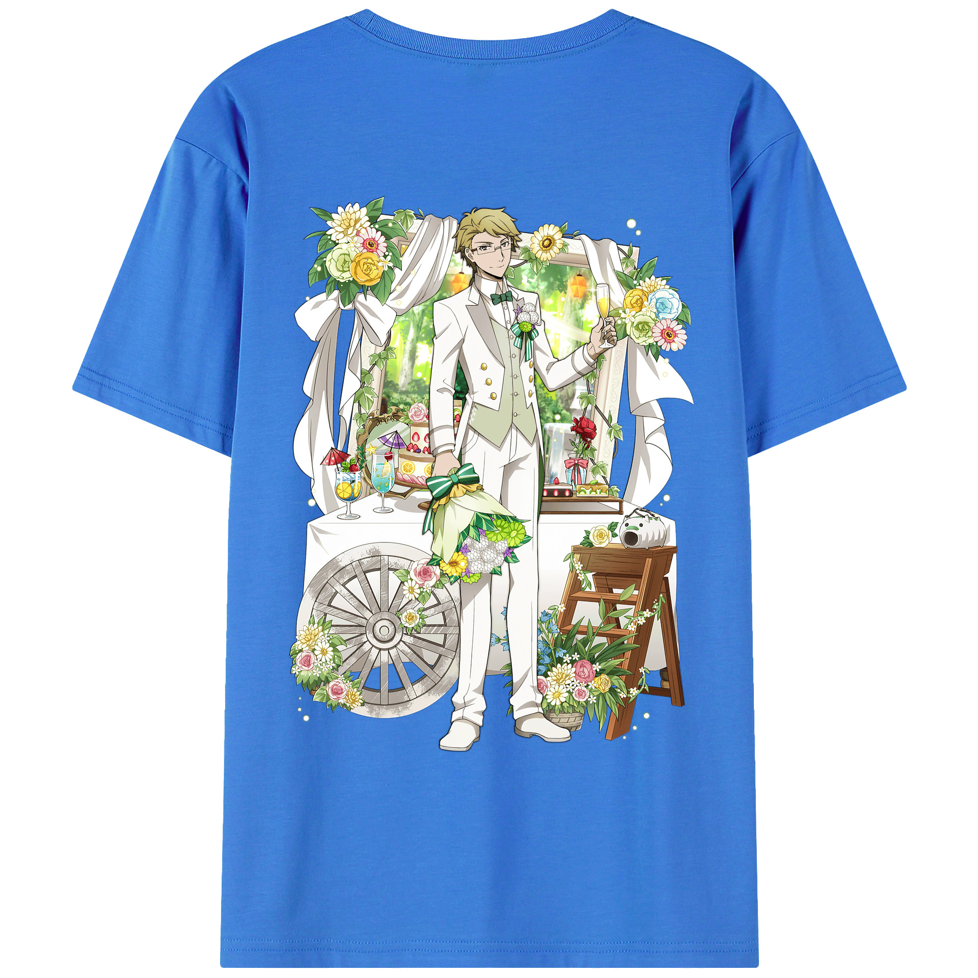 （画像用） 文豪ストレイドッグス Bungo Stray Dogs 綿100％ メンズ半袖Tシャツ（バックプリント） 通気性