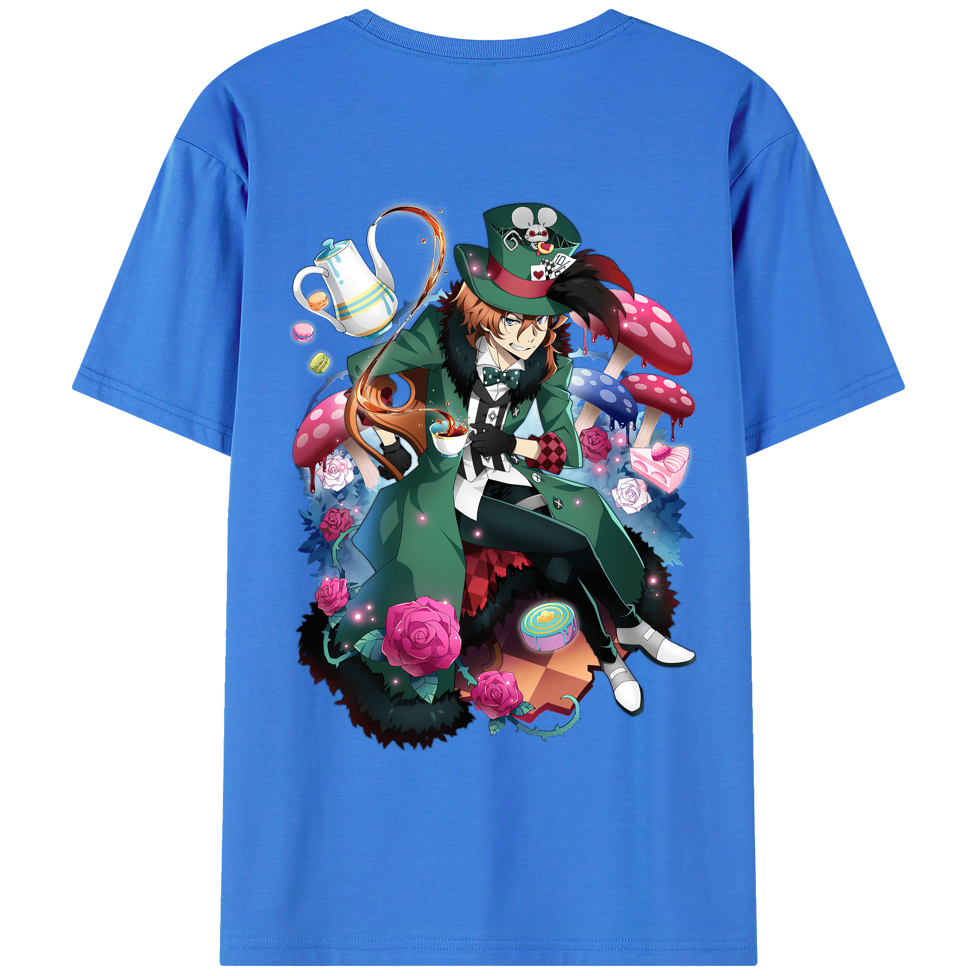 （画像用） 文豪ストレイドッグス Bungo Stray Dogs 綿100％ メンズ半袖Tシャツ（バックプリント） 通気性