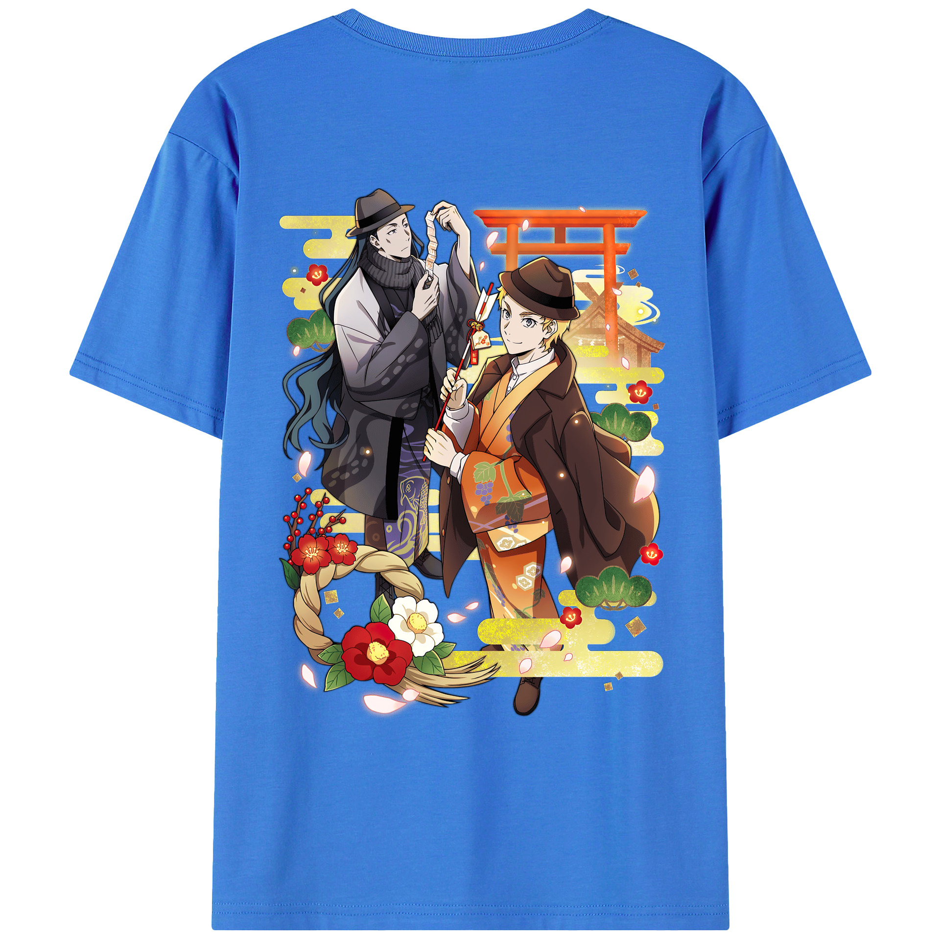 （画像用） 文豪ストレイドッグス Bungo Stray Dogs 綿100％ メンズ半袖Tシャツ（バックプリント） 通気性