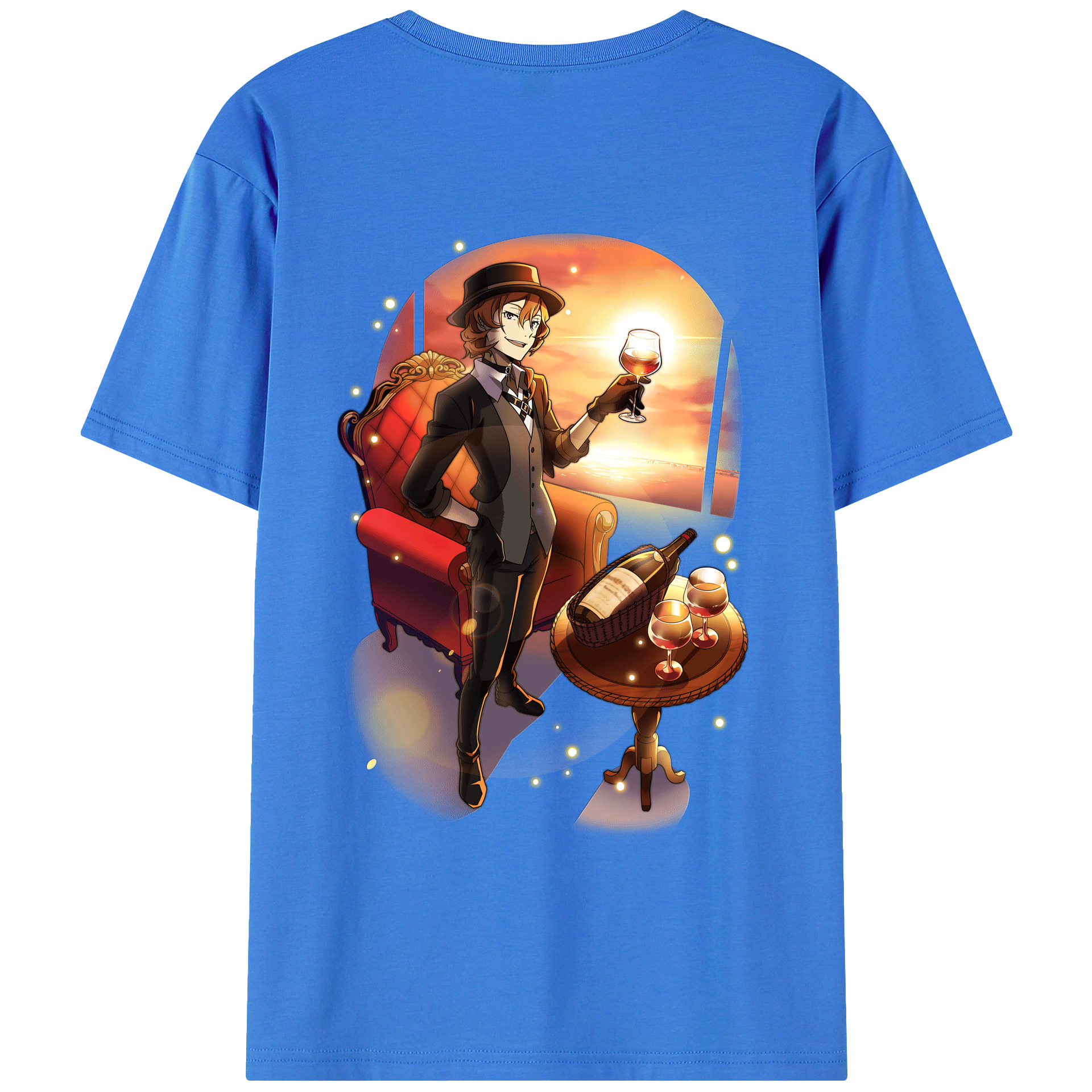 （画像用） 文豪ストレイドッグス Bungo Stray Dogs 綿100％ メンズ半袖Tシャツ（バックプリント） 通気性