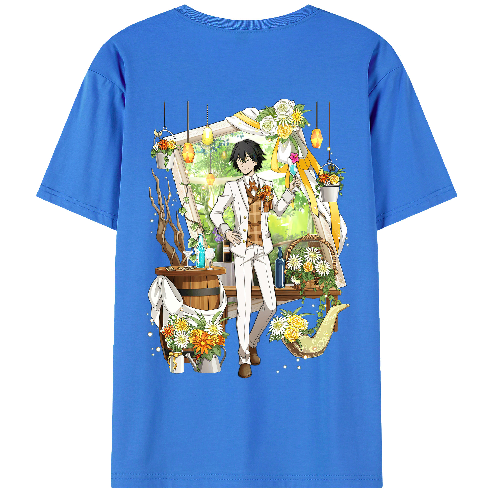（画像用） 文豪ストレイドッグス Bungo Stray Dogs 綿100％ メンズ半袖Tシャツ（バックプリント） 通気性