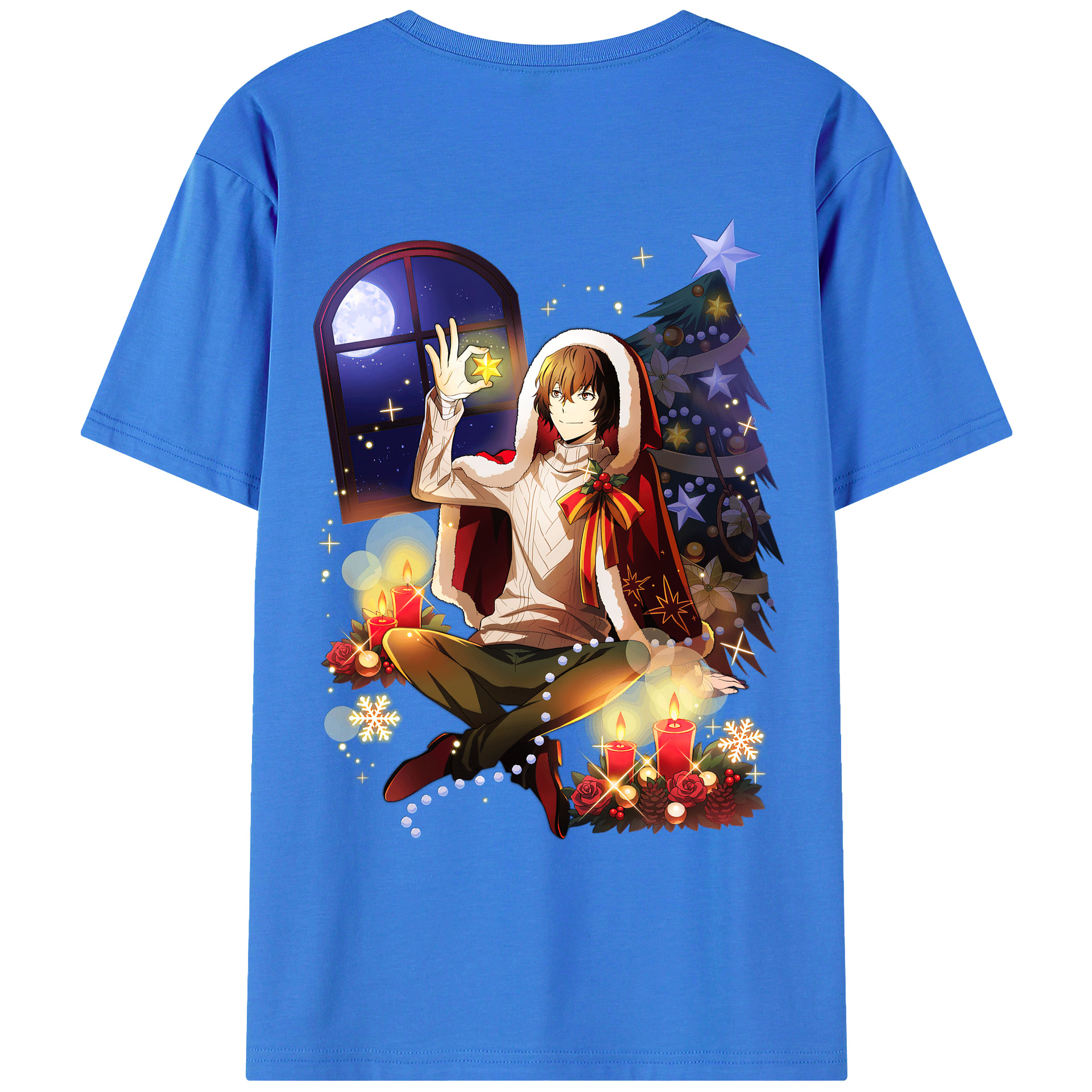（画像用） 文豪ストレイドッグス Bungo Stray Dogs 綿100％ メンズ半袖Tシャツ（バックプリント） 通気性