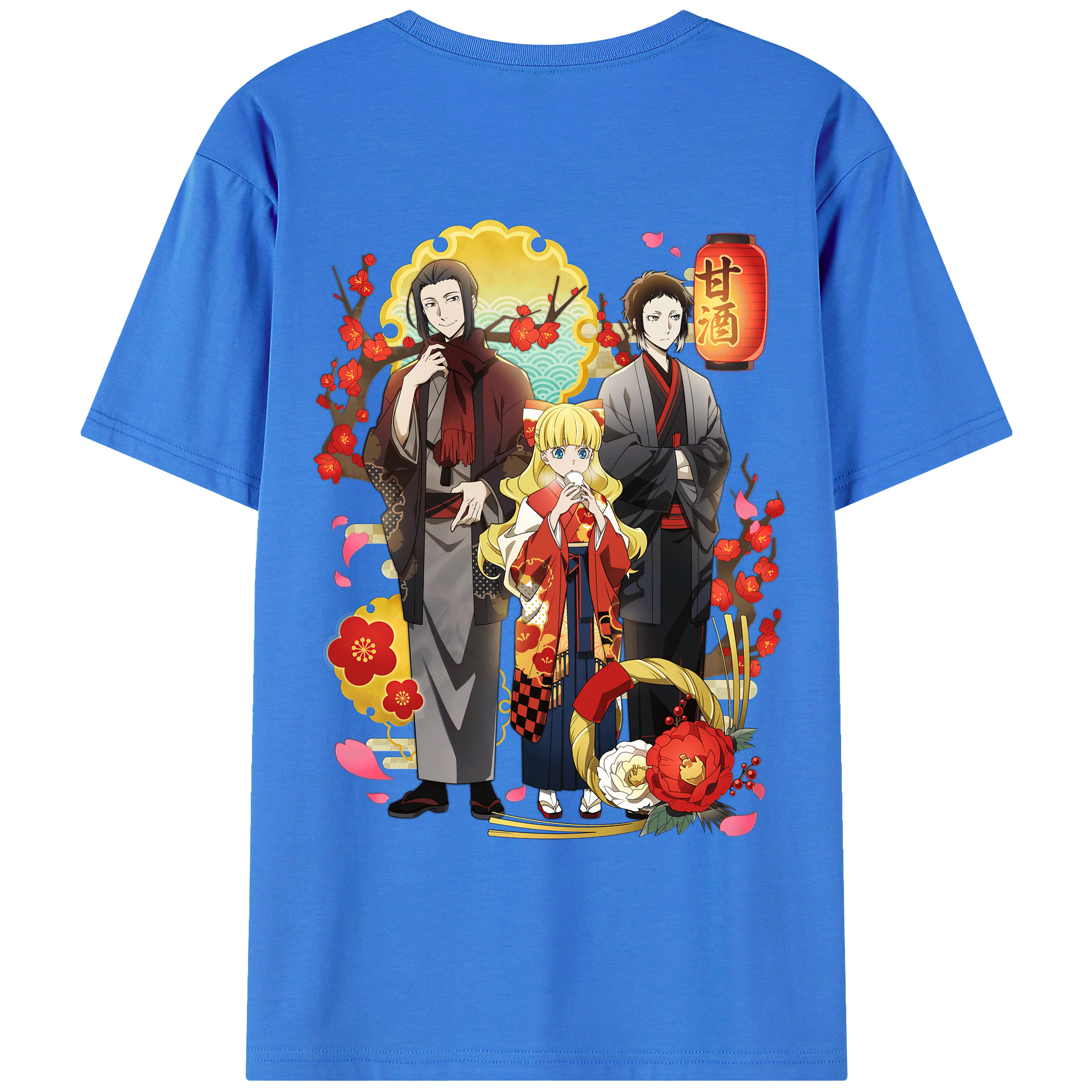 （画像用） 文豪ストレイドッグス Bungo Stray Dogs 綿100％ メンズ半袖Tシャツ（バックプリント） 通気性