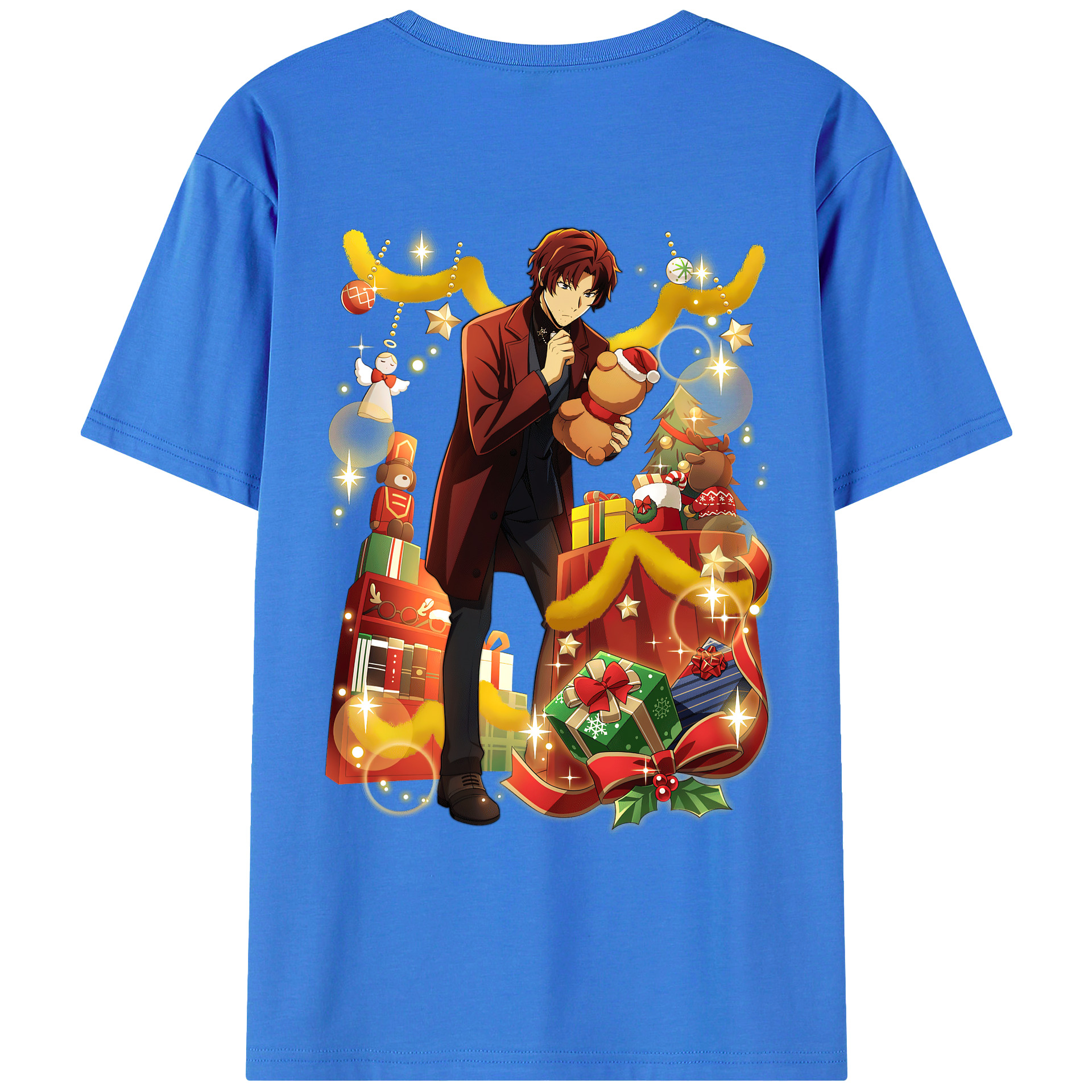 （画像用） 文豪ストレイドッグス Bungo Stray Dogs 綿100％ メンズ半袖Tシャツ（バックプリント） 通気性