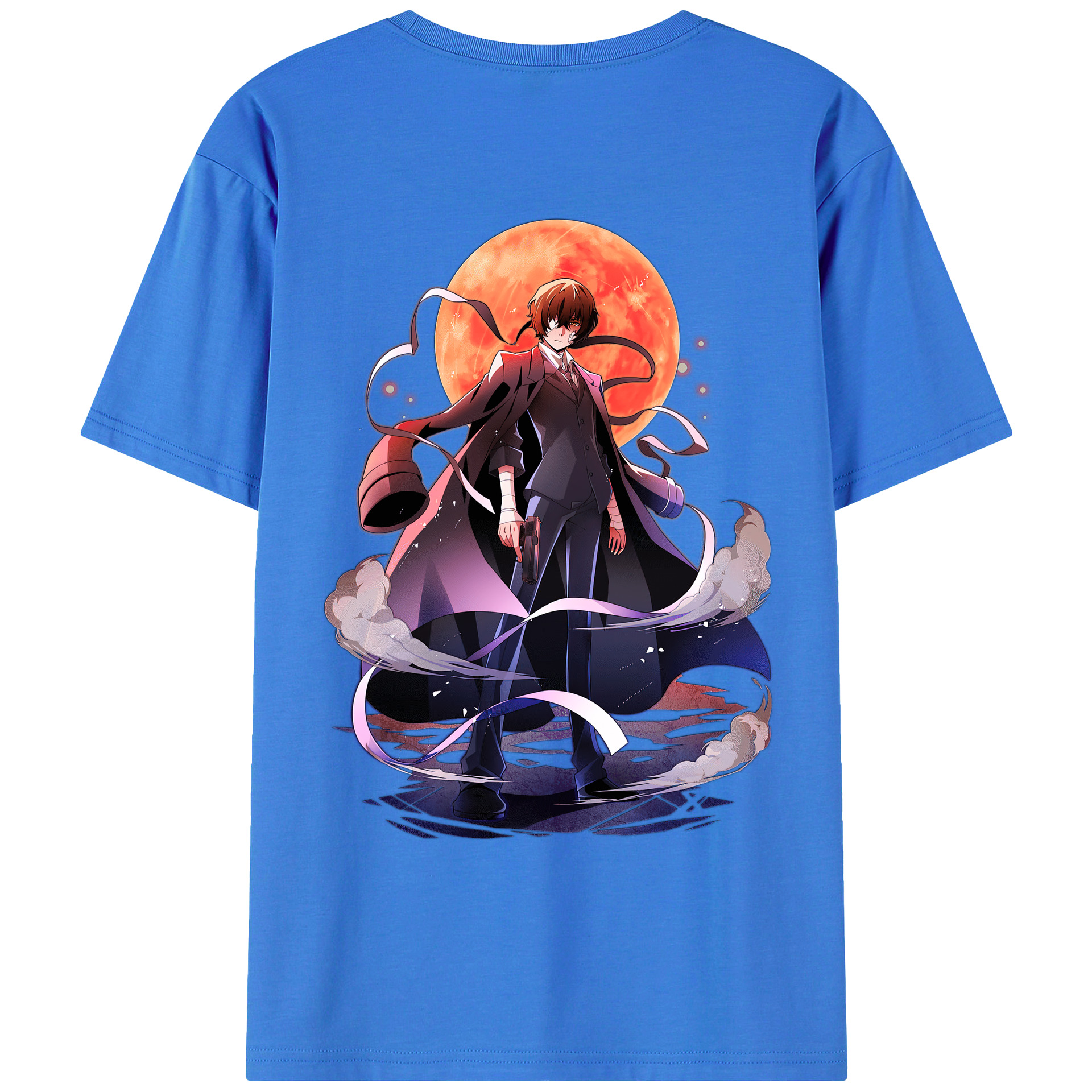 （画像用） 文豪ストレイドッグス Bungo Stray Dogs 綿100％ メンズ半袖Tシャツ（バックプリント） 通気性