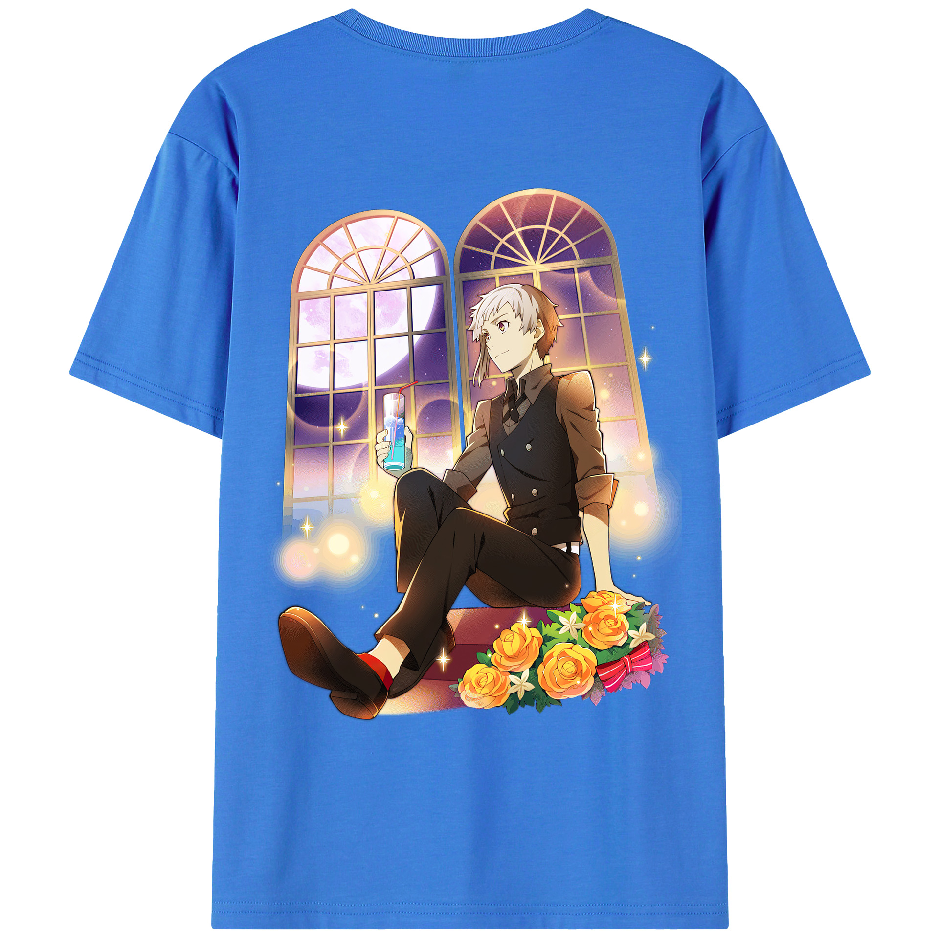 （画像用） 文豪ストレイドッグス Bungo Stray Dogs 綿100％ メンズ半袖Tシャツ（バックプリント） 通気性