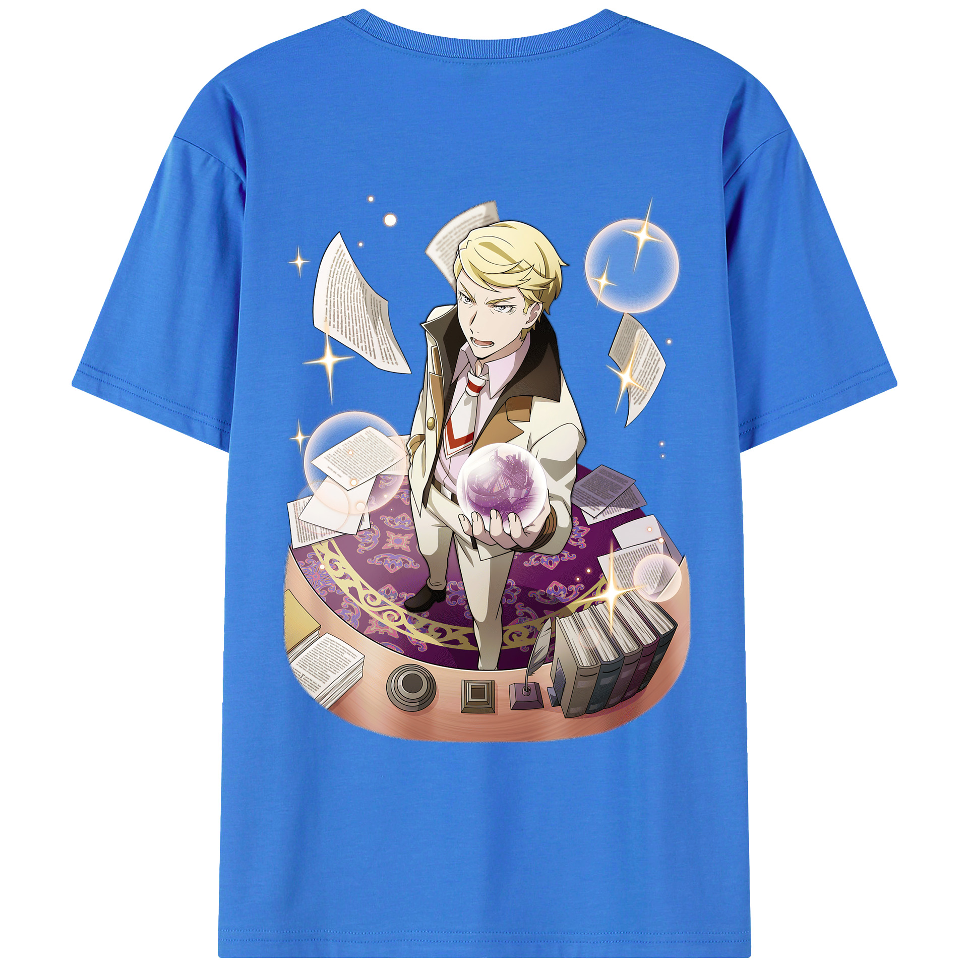 （画像用） 文豪ストレイドッグス Bungo Stray Dogs 綿100％ メンズ半袖Tシャツ（バックプリント） 通気性