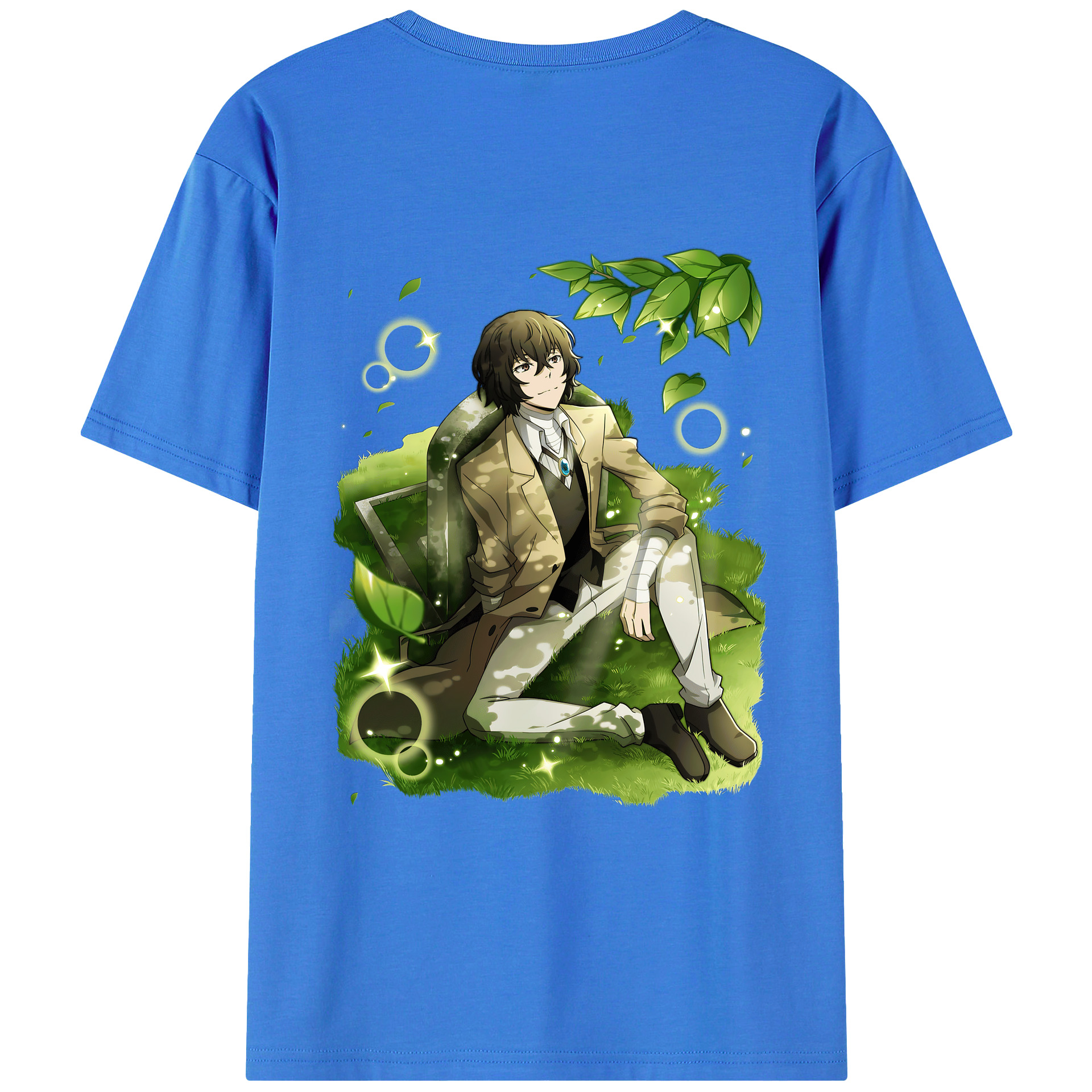 （画像用） 文豪ストレイドッグス Bungo Stray Dogs 綿100％ メンズ半袖Tシャツ（バックプリント） 通気性