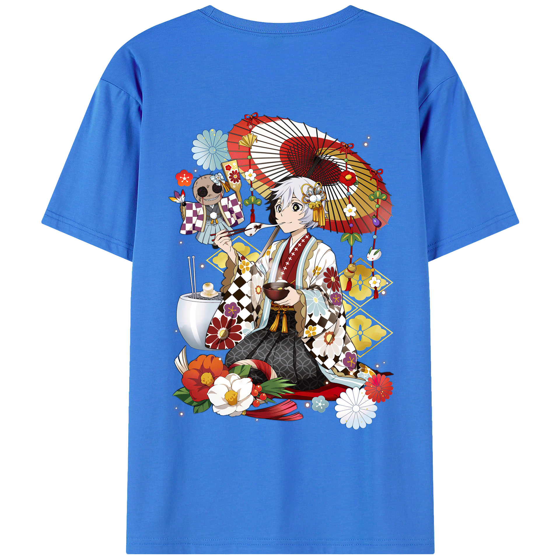 （画像用） 文豪ストレイドッグス Bungo Stray Dogs 綿100％ メンズ半袖Tシャツ（バックプリント） 通気性
