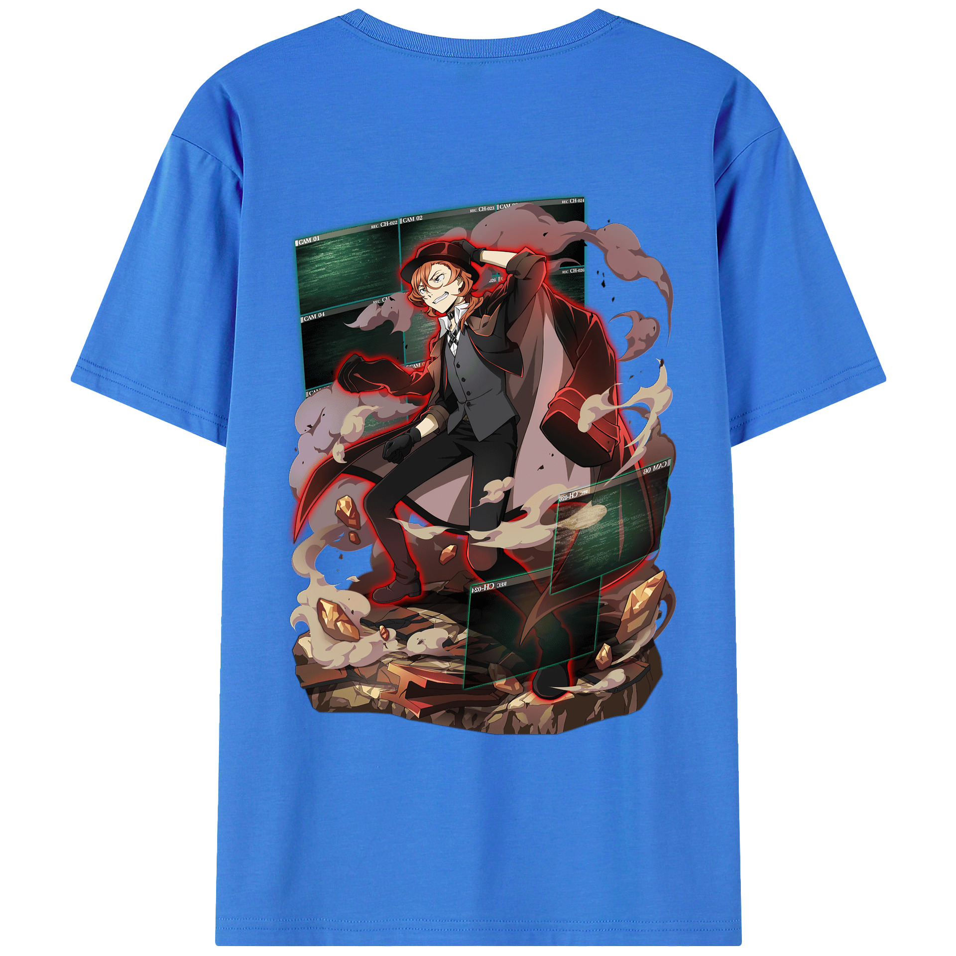 （画像用） 文豪ストレイドッグス Bungo Stray Dogs 綿100％ メンズ半袖Tシャツ（バックプリント） 通気性