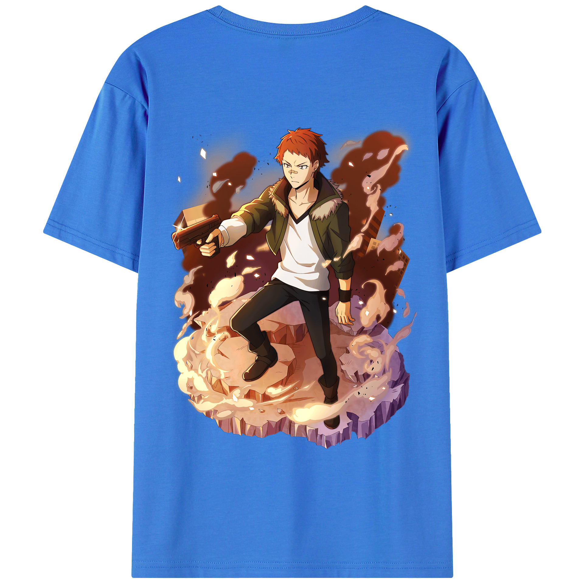 （画像用） 文豪ストレイドッグス Bungo Stray Dogs 綿100％ メンズ半袖Tシャツ（バックプリント） 通気性